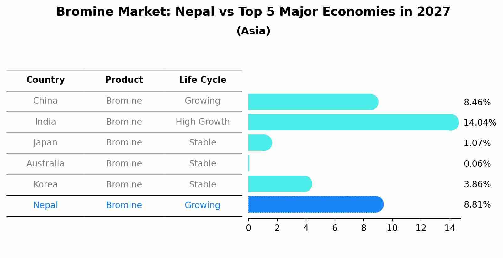 Bromine Market: Nepal vs Top 5 Major Economies in 2027 (Asia)