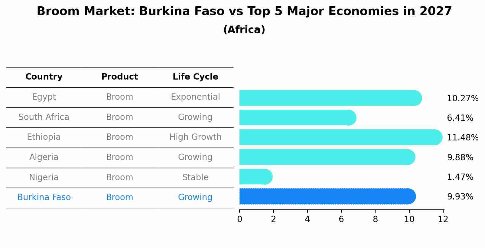Broom Market: Burkina Faso vs Top 5 Major Economies in 2027 (Africa)