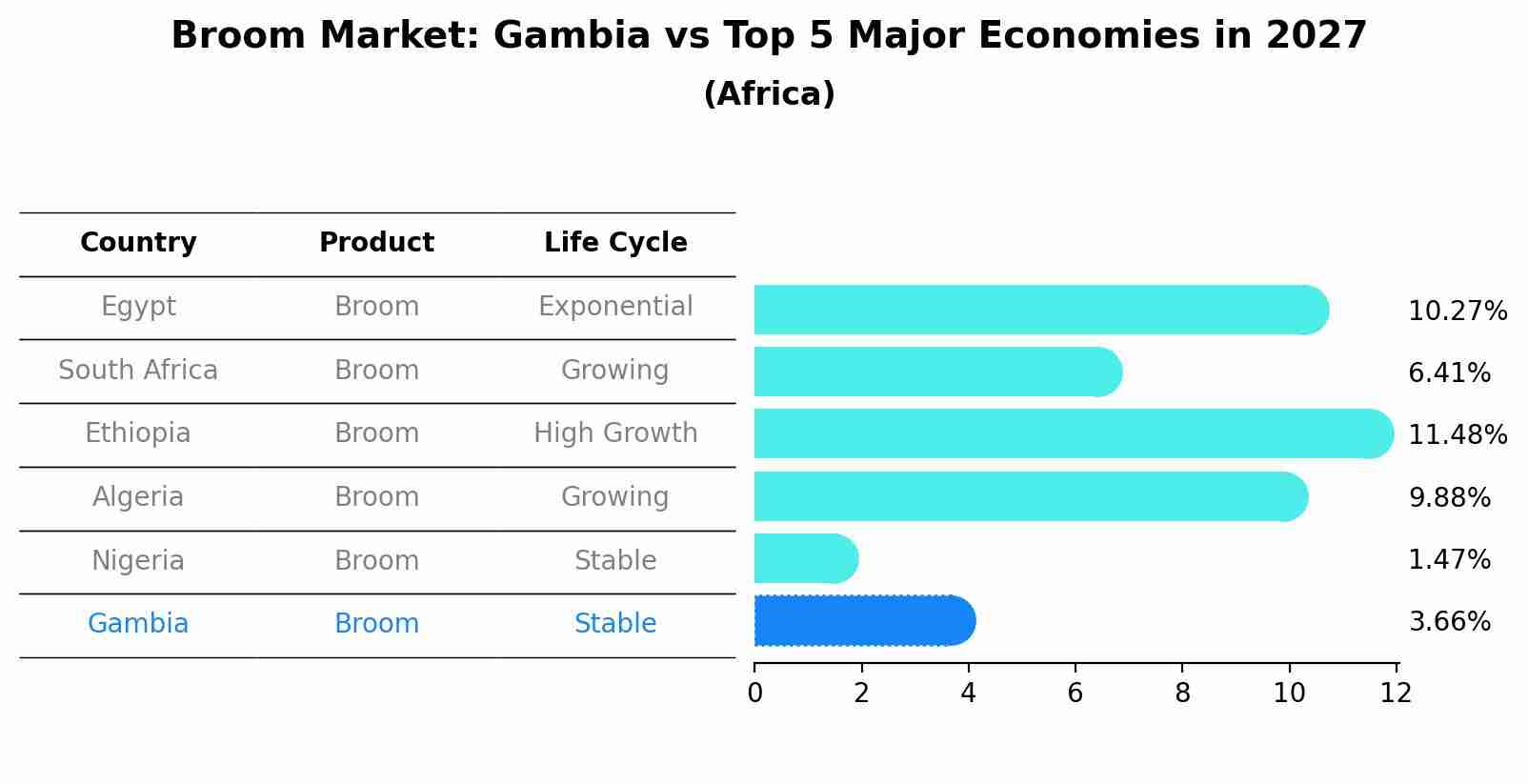 Broom Market: Gambia vs Top 5 Major Economies in 2027 (Africa)
