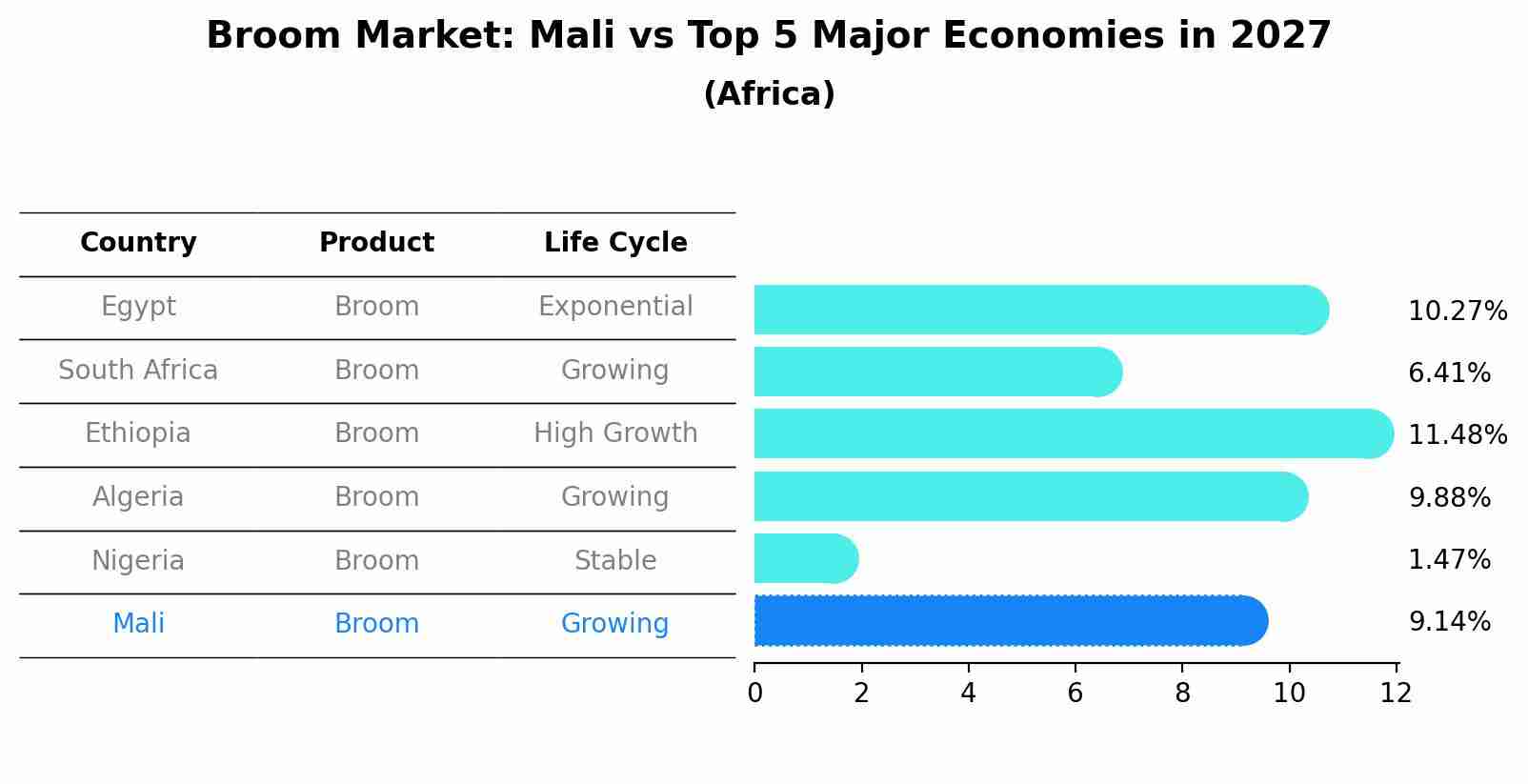 Broom Market: Mali vs Top 5 Major Economies in 2027 (Africa)