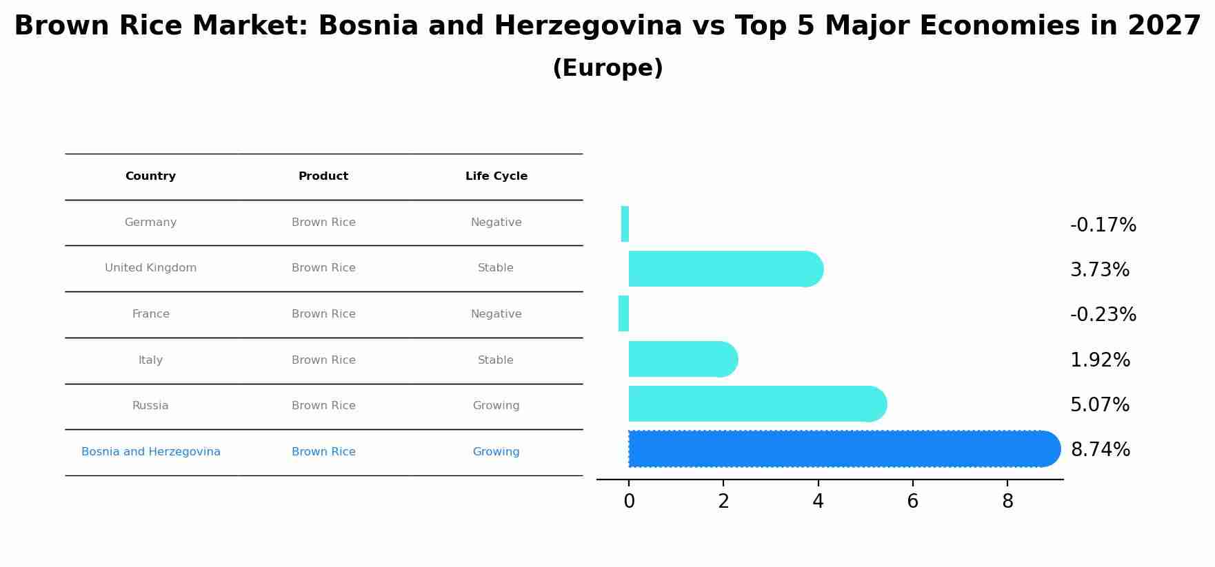 Brown Rice Market: Bosnia and Herzegovina vs Top 5 Major Economies in 2027 (Europe)