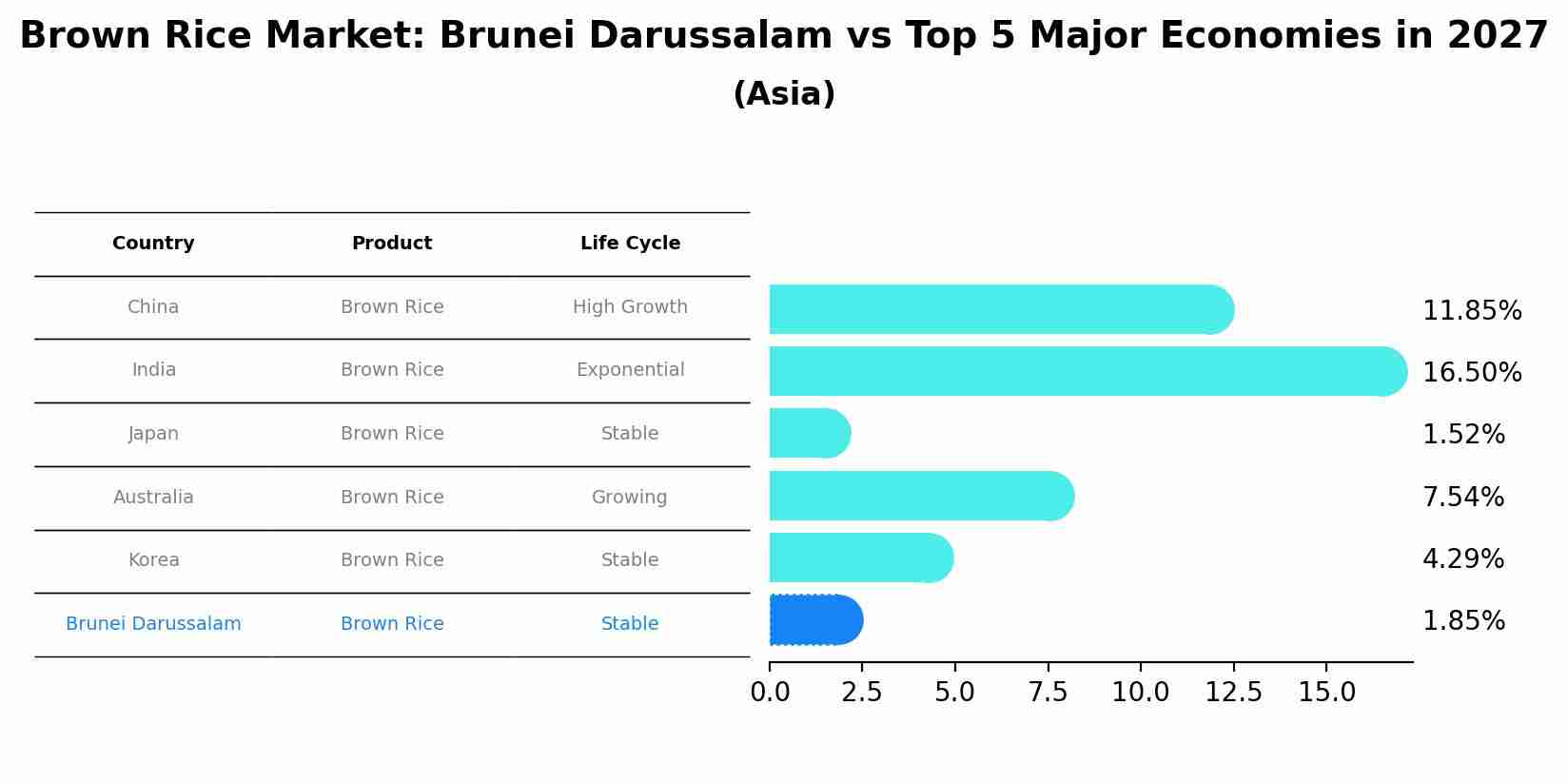 Brown Rice Market: Brunei Darussalam vs Top 5 Major Economies in 2027 (Asia)