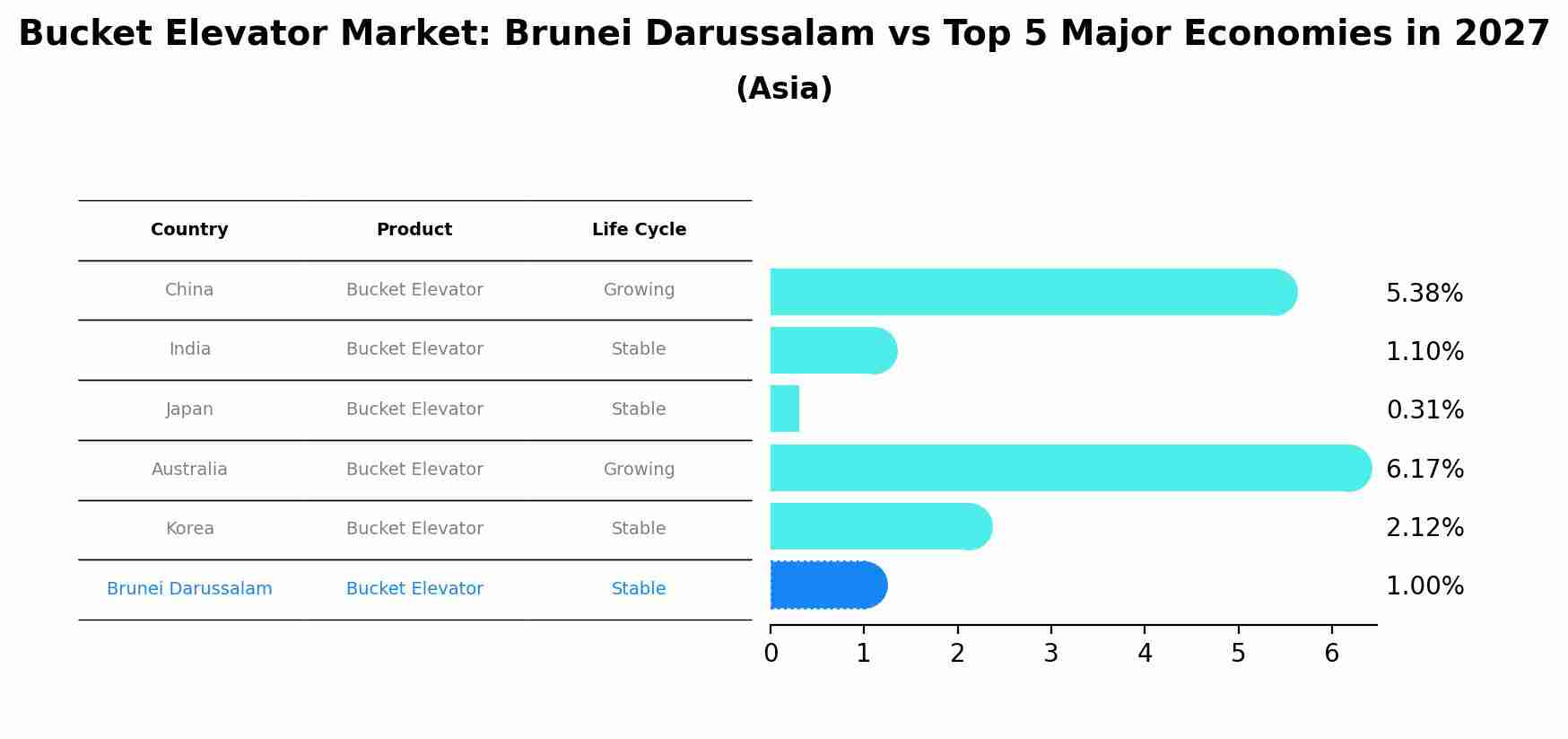 Bucket Elevator Market: Brunei Darussalam vs Top 5 Major Economies in 2027 (Asia)