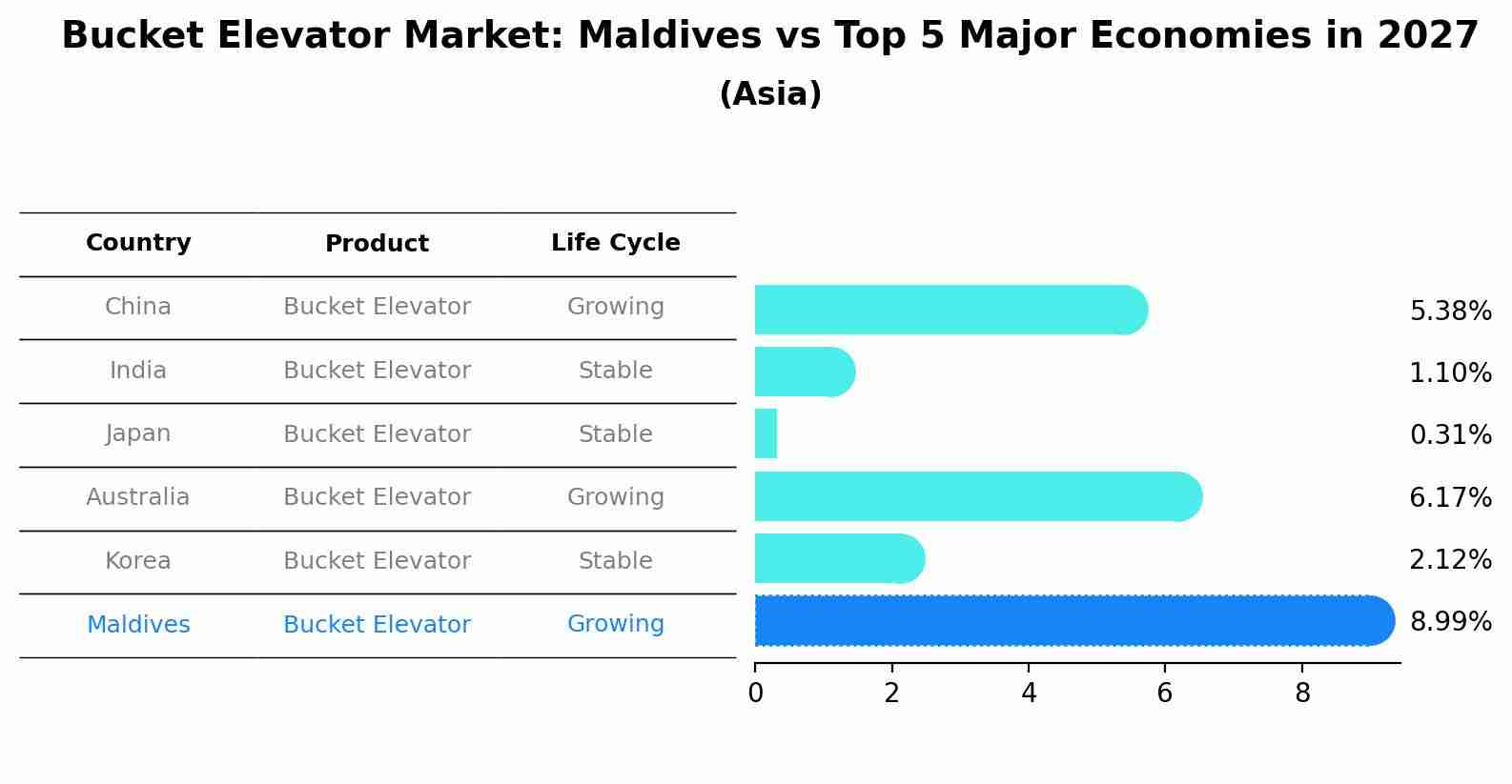 Bucket Elevator Market: Maldives vs Top 5 Major Economies in 2027 (Asia)