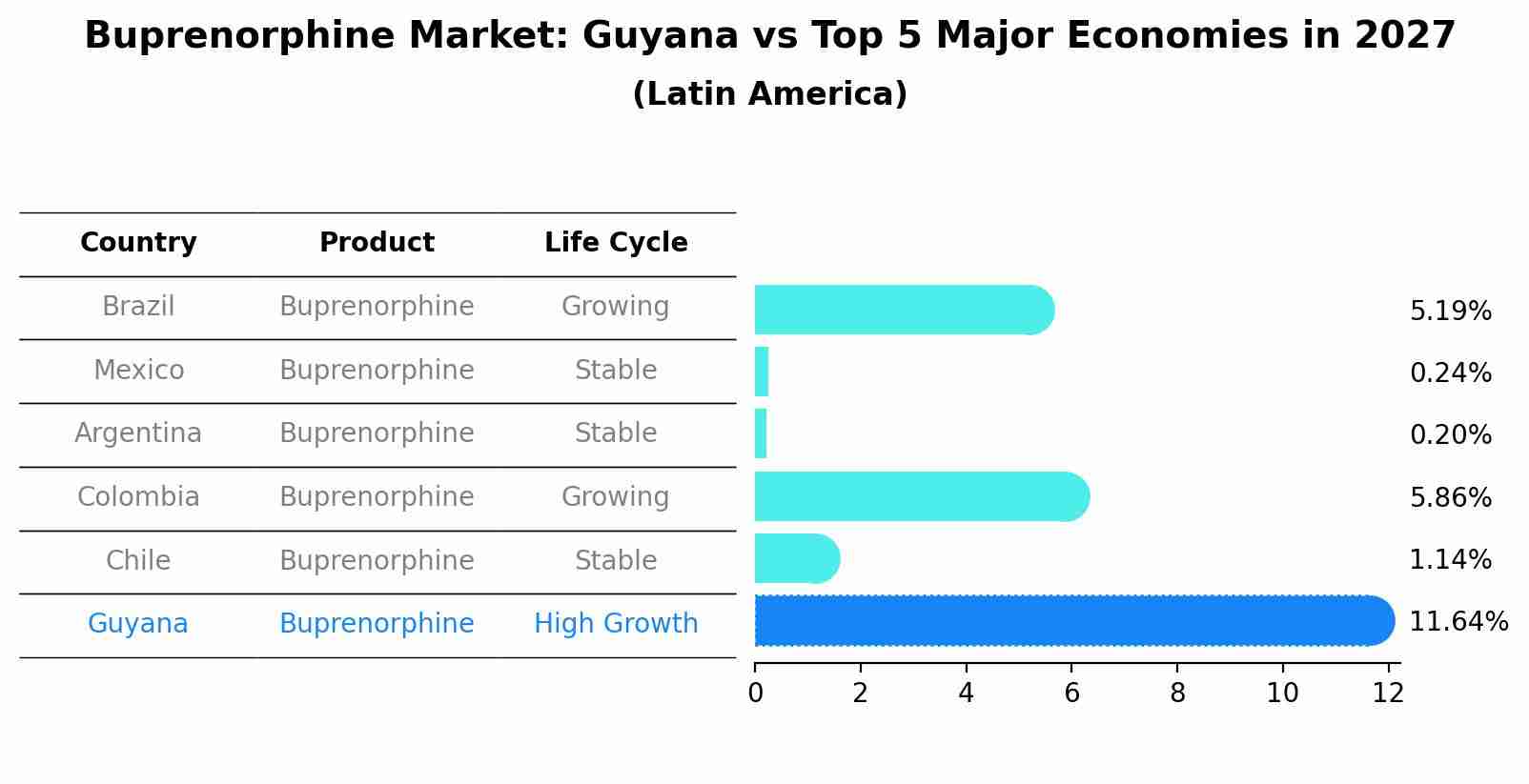 Buprenorphine Market: Guyana vs Top 5 Major Economies in 2027 (Latin America)