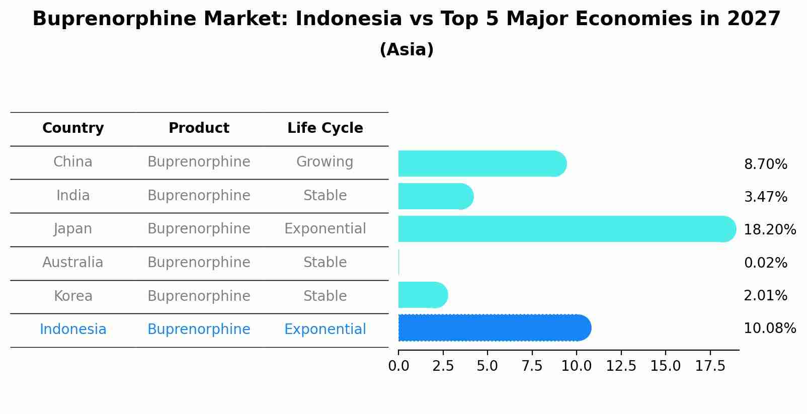 Buprenorphine Market: Indonesia vs Top 5 Major Economies in 2027 (Asia)