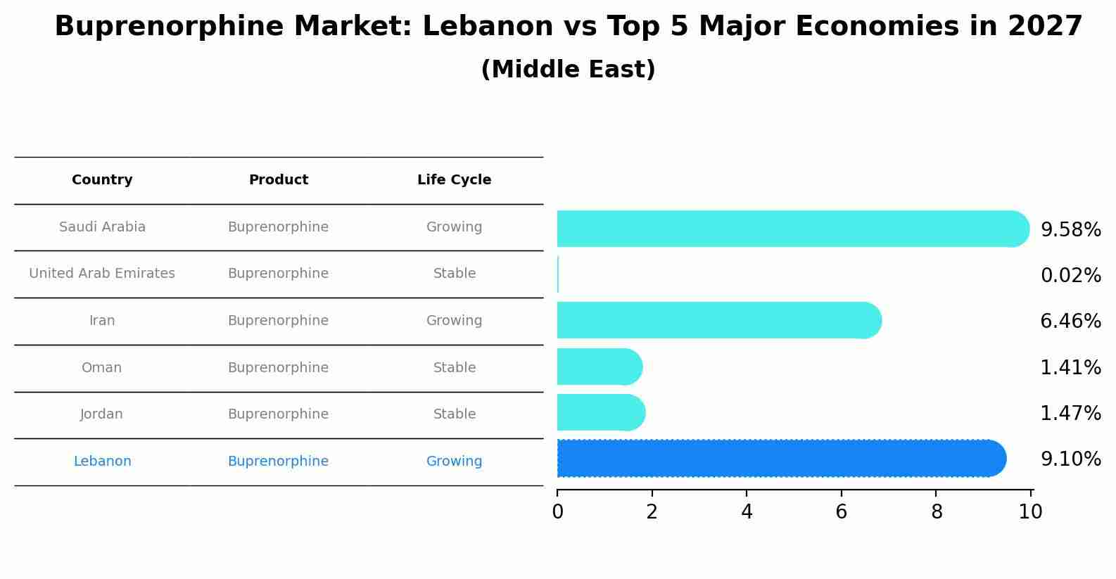 Buprenorphine Market: Lebanon vs Top 5 Major Economies in 2027 (Middle East)