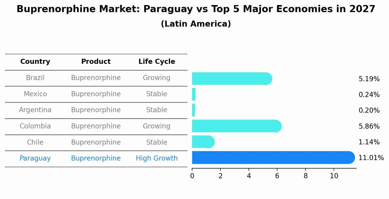 Buprenorphine Market: Paraguay vs Top 5 Major Economies in 2027 (Latin America)