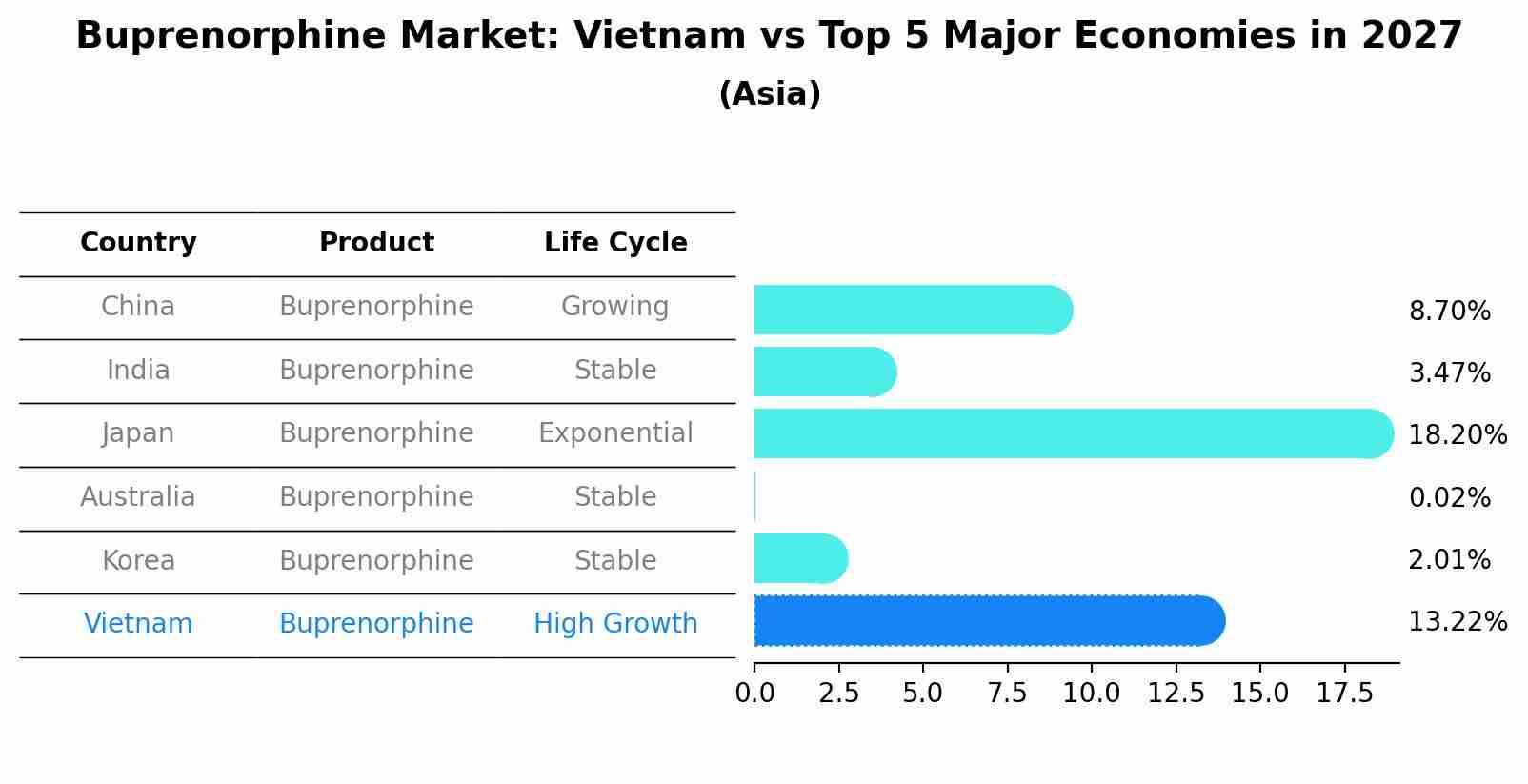 Buprenorphine Market: Vietnam vs Top 5 Major Economies in 2027 (Asia)