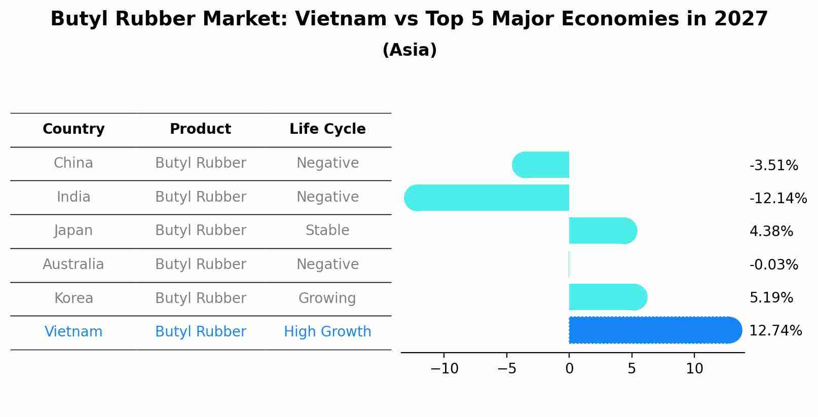 Butyl Rubber Market: Vietnam vs Top 5 Major Economies in 2027 (Asia)