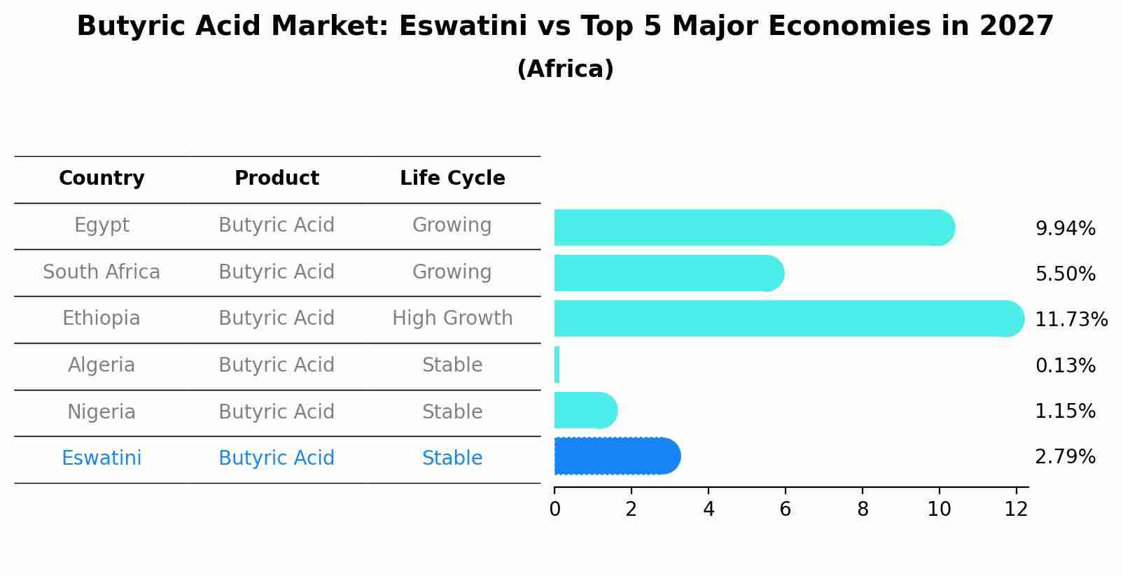 Butyric Acid Market: Eswatini vs Top 5 Major Economies in 2027 (Africa)