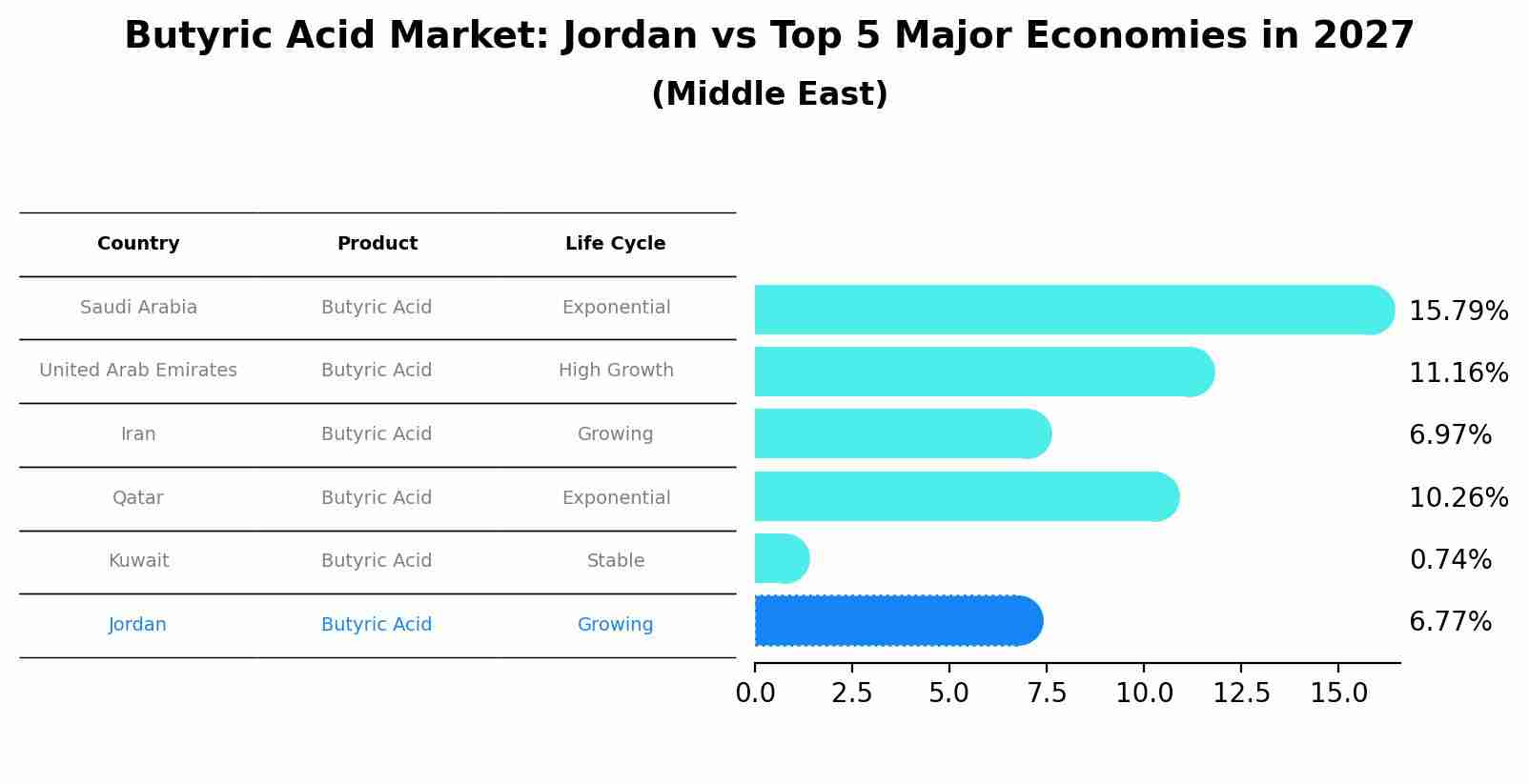 Butyric Acid Market: Jordan vs Top 5 Major Economies in 2027 (Middle East)