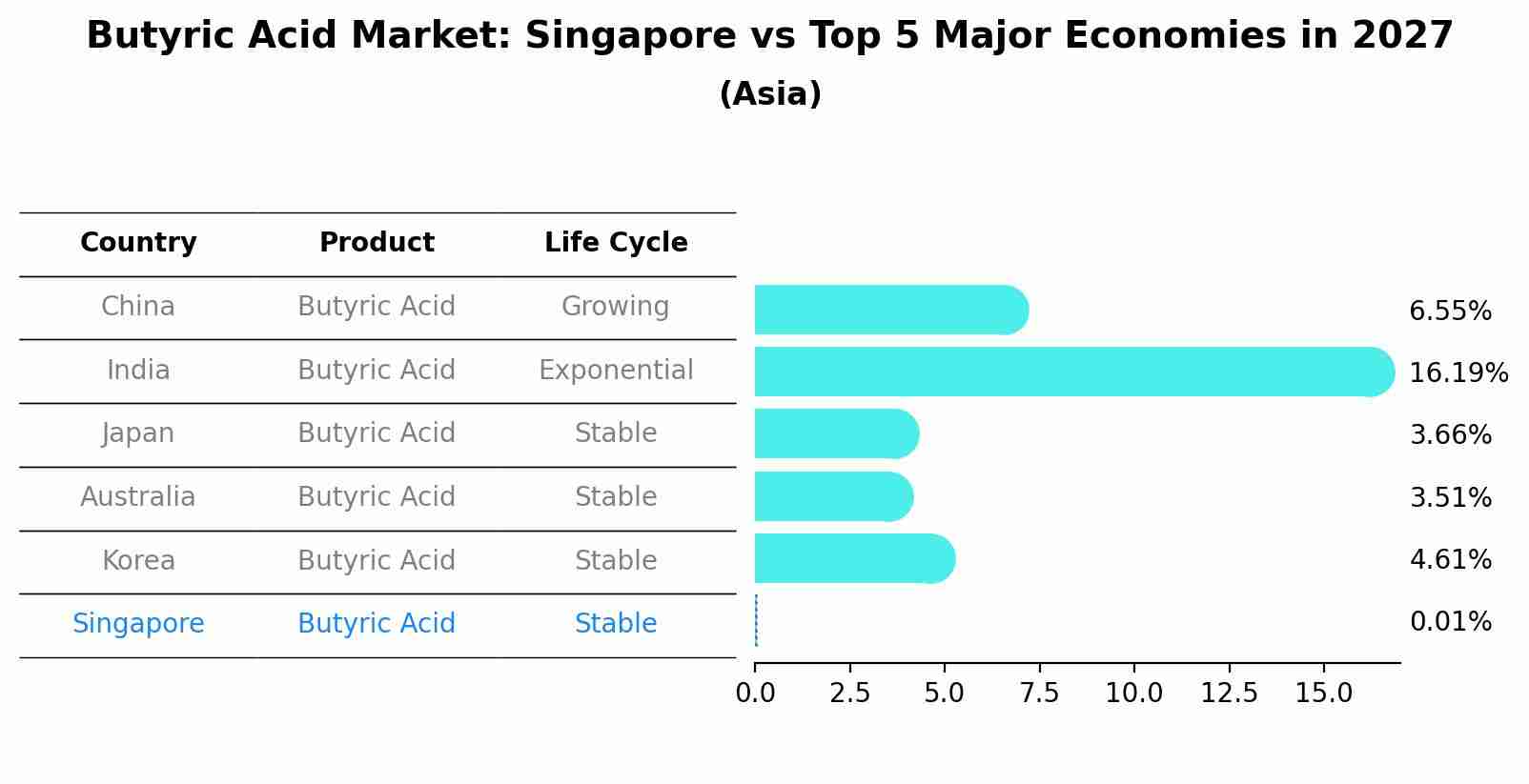 Butyric Acid Market: Singapore vs Top 5 Major Economies in 2027 (Asia)
