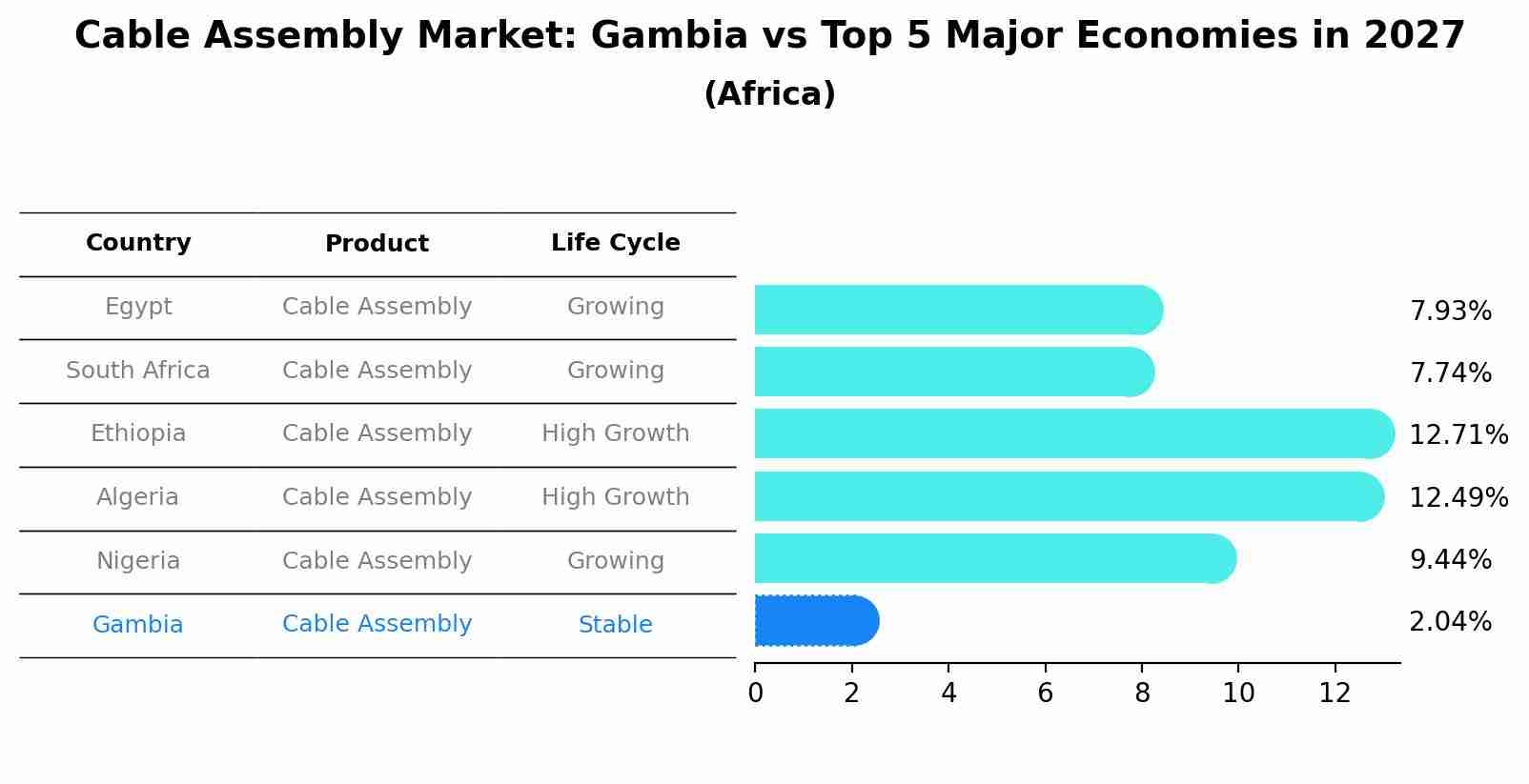 Cable Assembly Market: Gambia vs Top 5 Major Economies in 2027 (Africa)