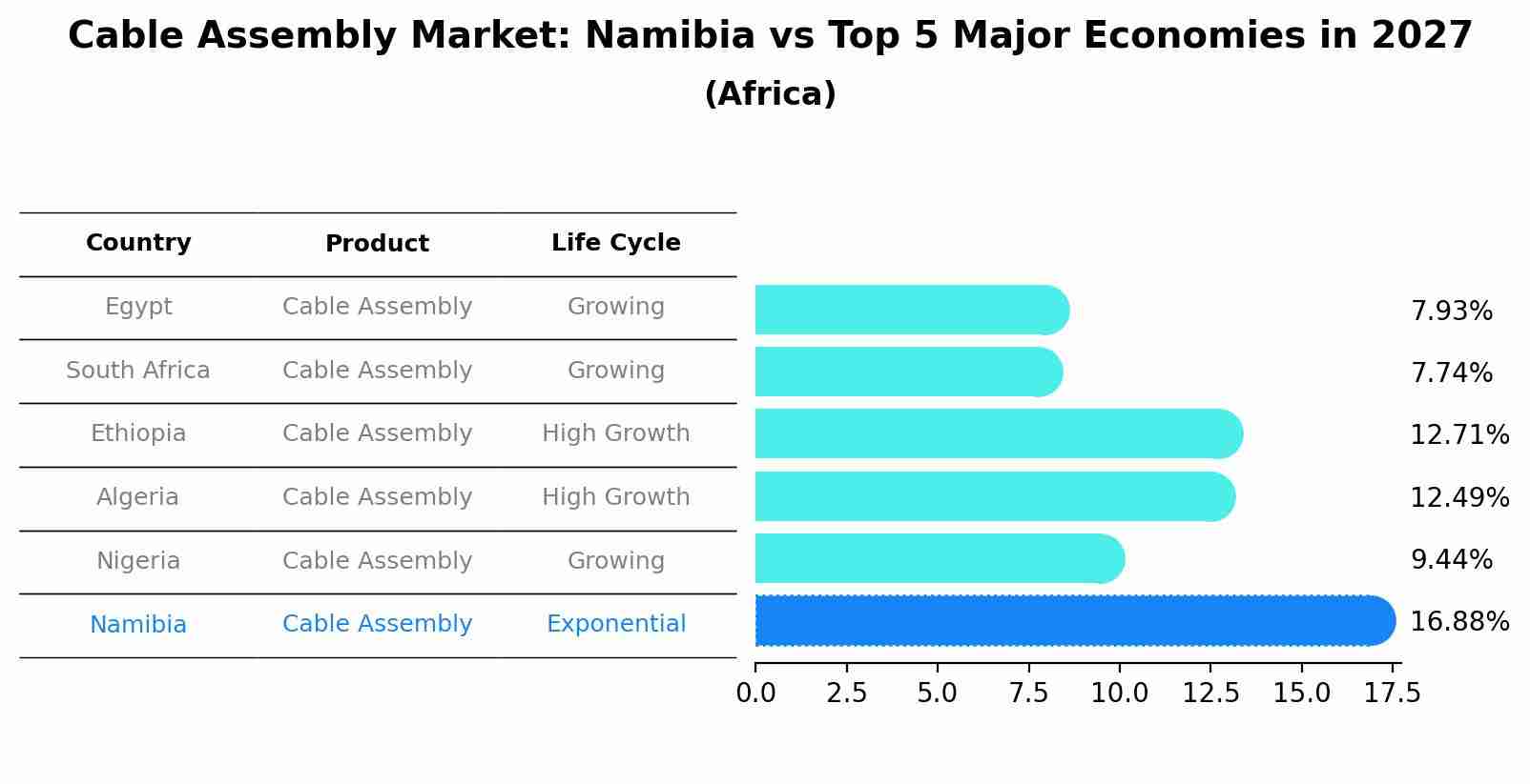 Cable Assembly Market: Namibia vs Top 5 Major Economies in 2027 (Africa)
