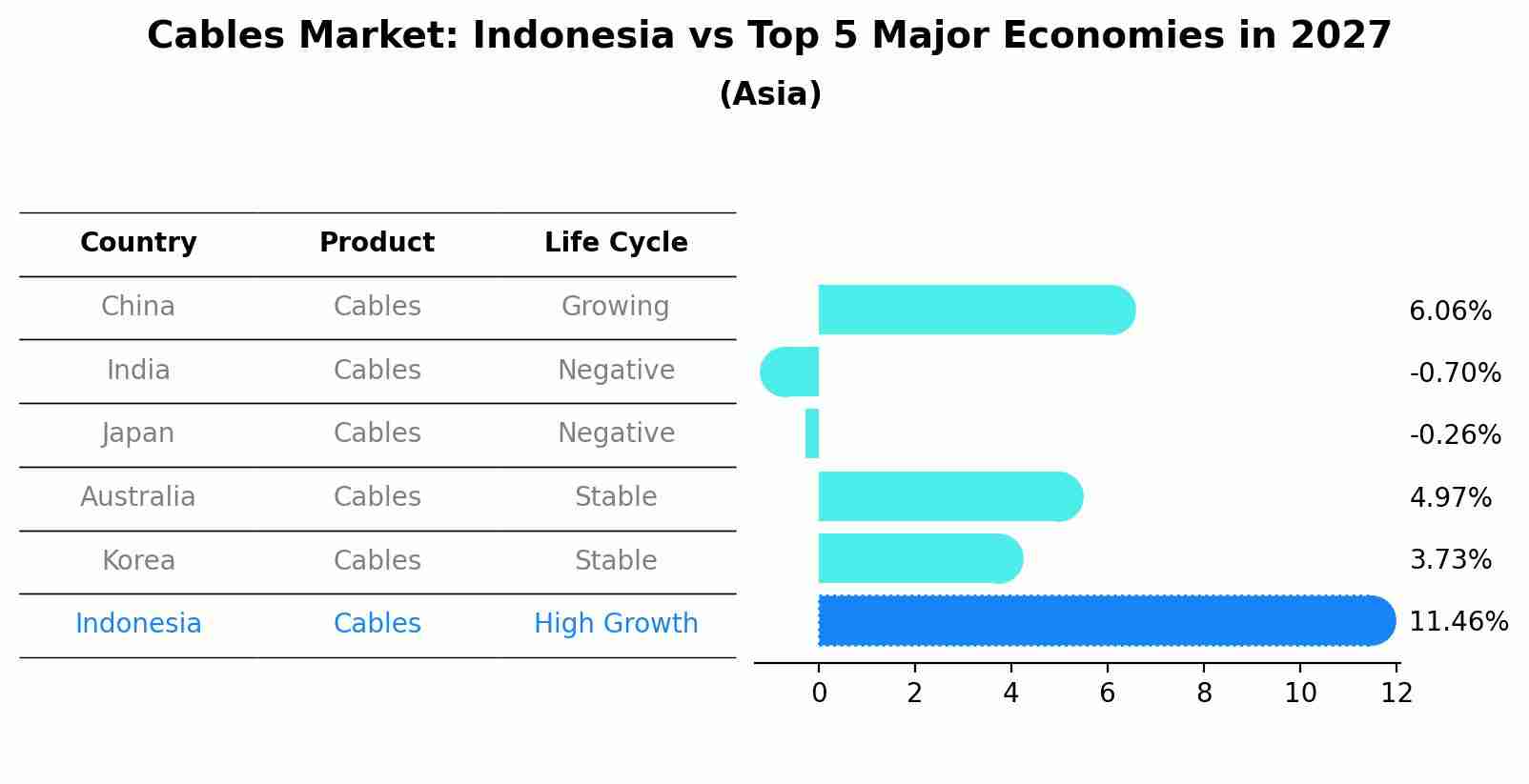 Cables Market: Indonesia vs Top 5 Major Economies in 2027 (Asia)