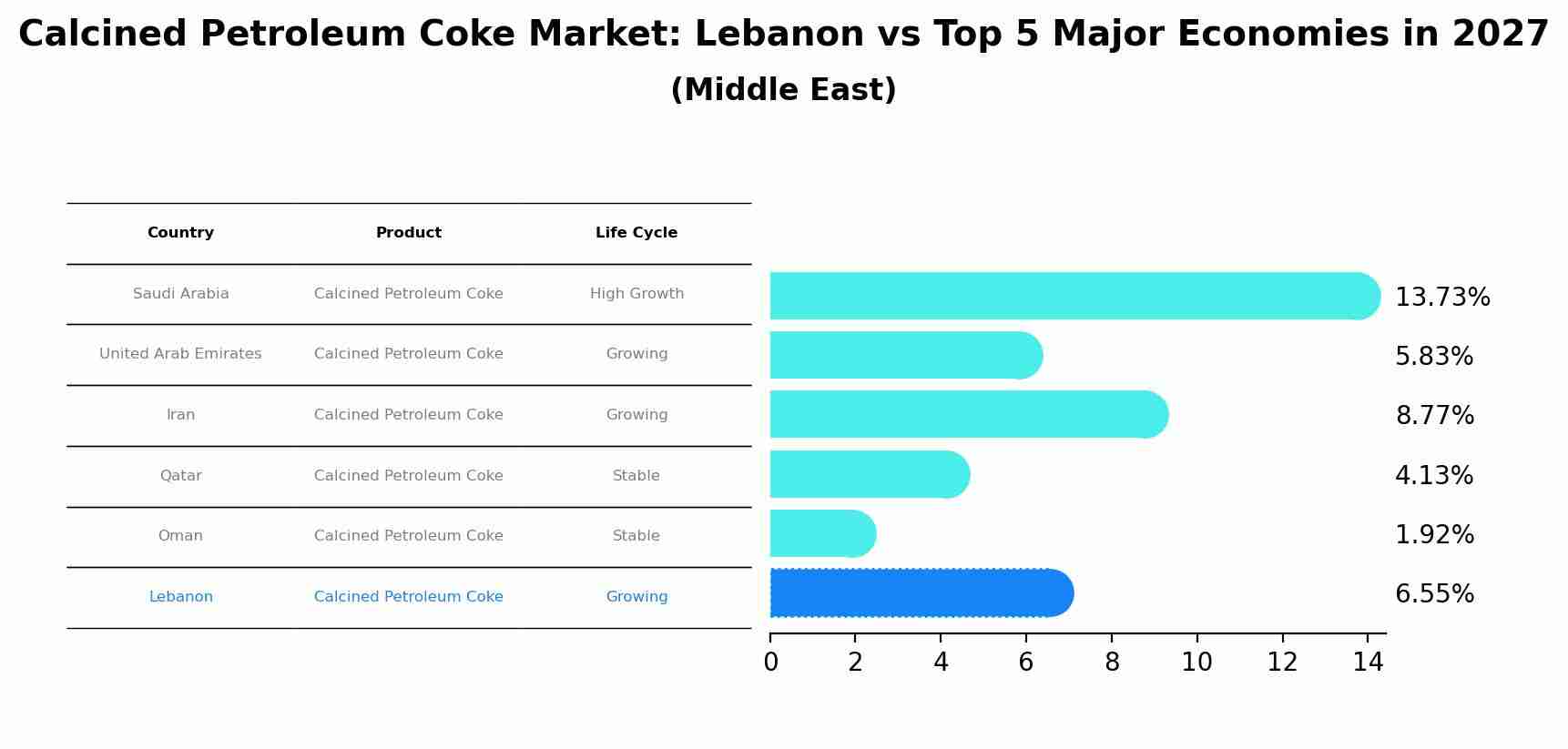 Calcined Petroleum Coke Market: Lebanon vs Top 5 Major Economies in 2027 (Middle East)