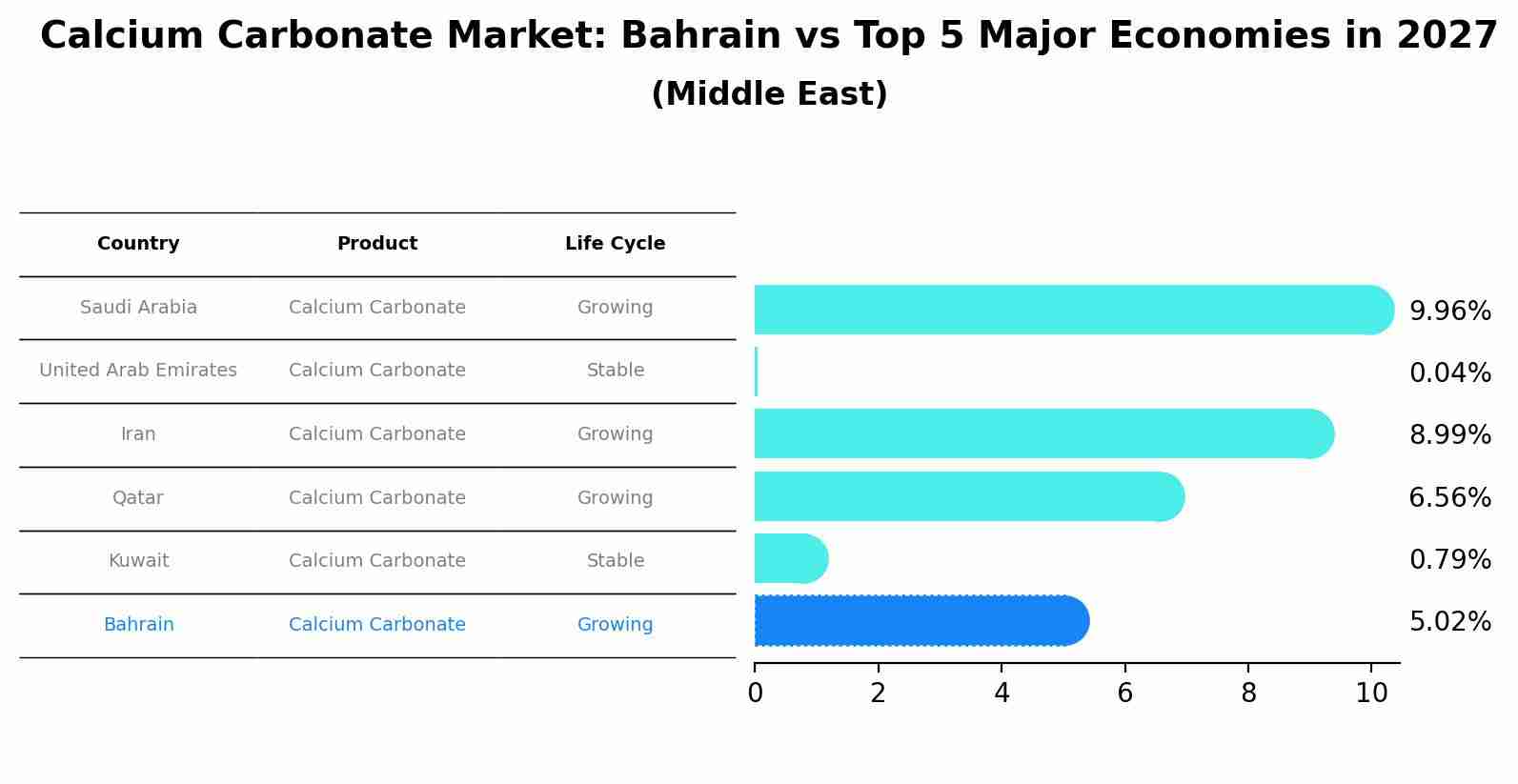 Calcium Carbonate Market: Bahrain vs Top 5 Major Economies in 2027 (Middle East)
