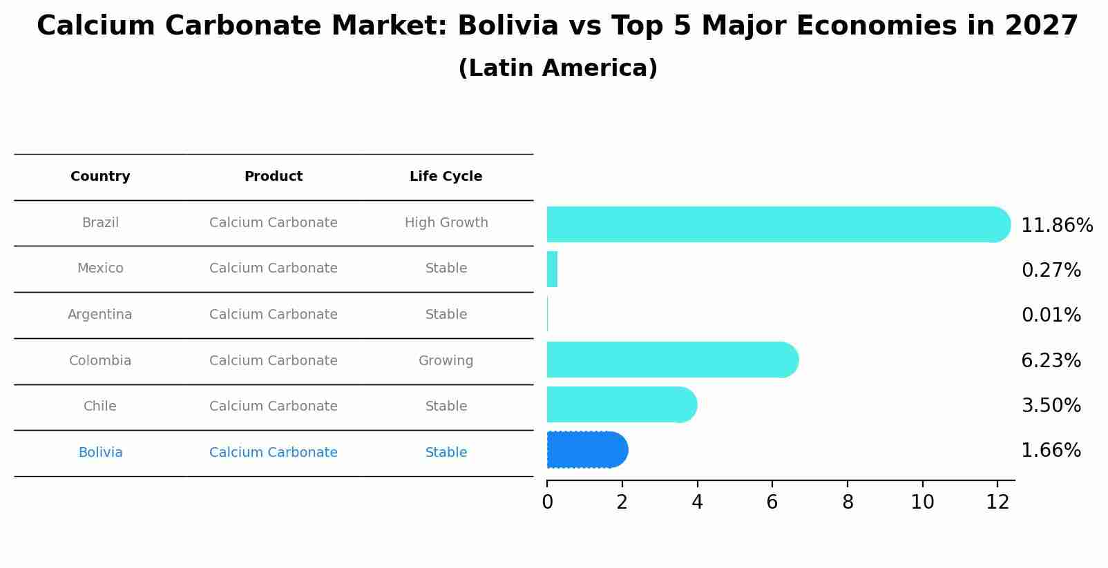 Calcium Carbonate Market: Bolivia vs Top 5 Major Economies in 2027 (Latin America)