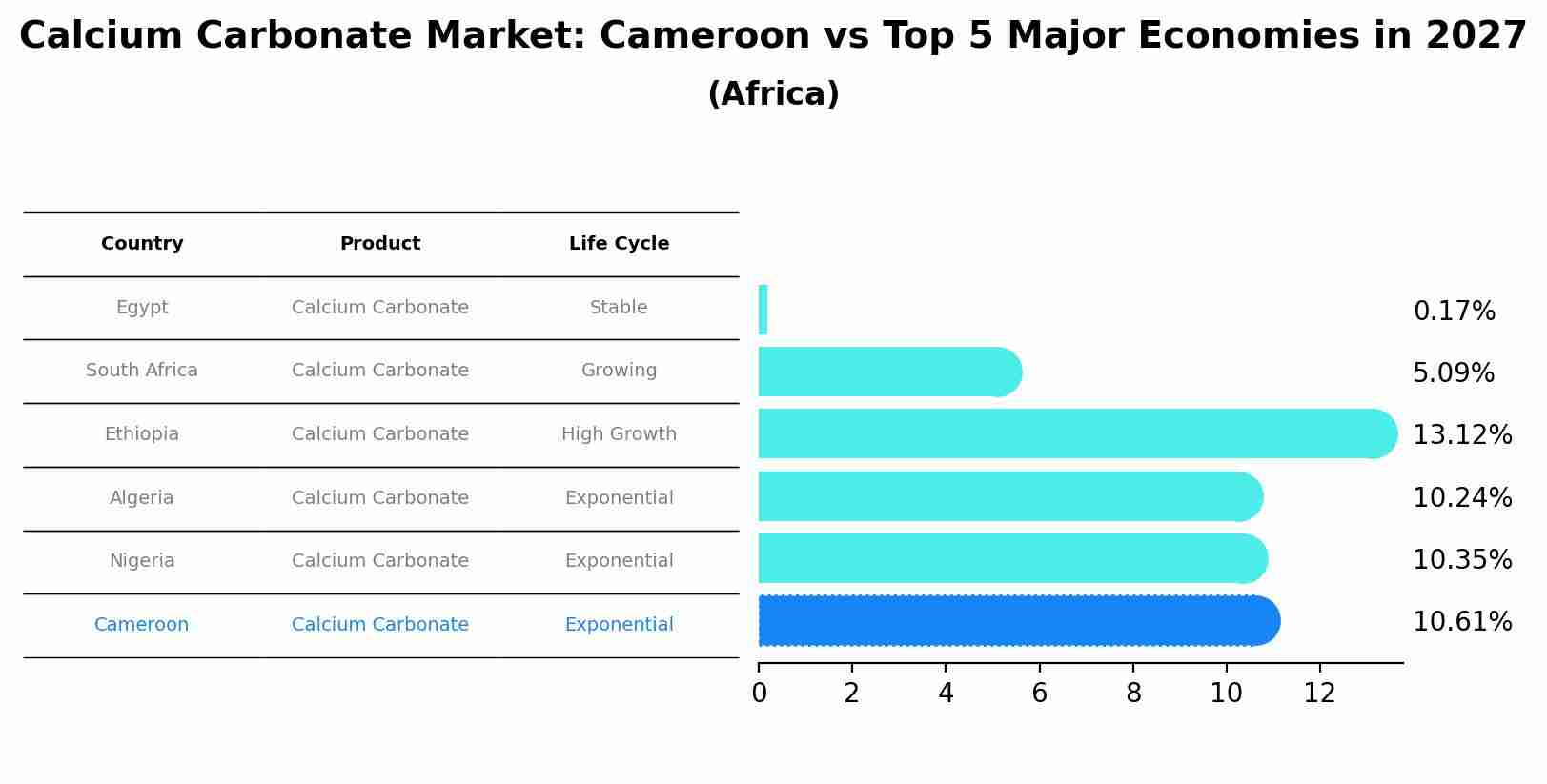 Calcium Carbonate Market: Cameroon vs Top 5 Major Economies in 2027 (Africa)