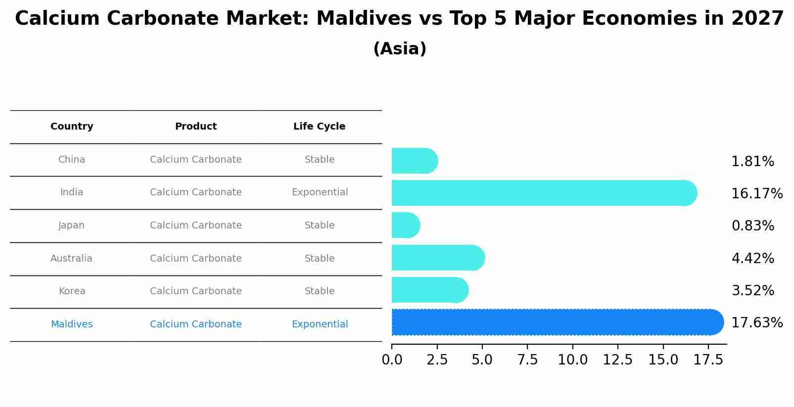 Calcium Carbonate Market: Maldives vs Top 5 Major Economies in 2027 (Asia)