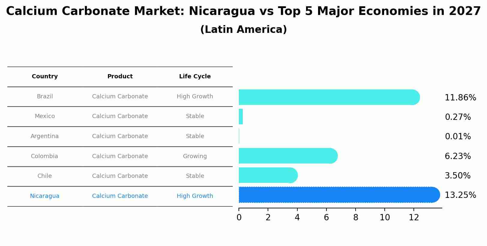 Calcium Carbonate Market: Nicaragua vs Top 5 Major Economies in 2027 (Latin America)
