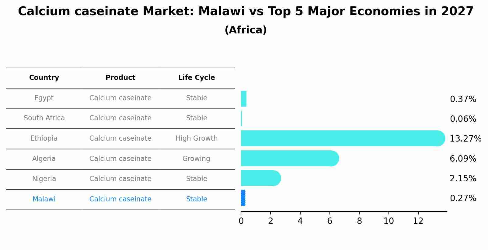 Calcium caseinate Market: Malawi vs Top 5 Major Economies in 2027 (Africa)