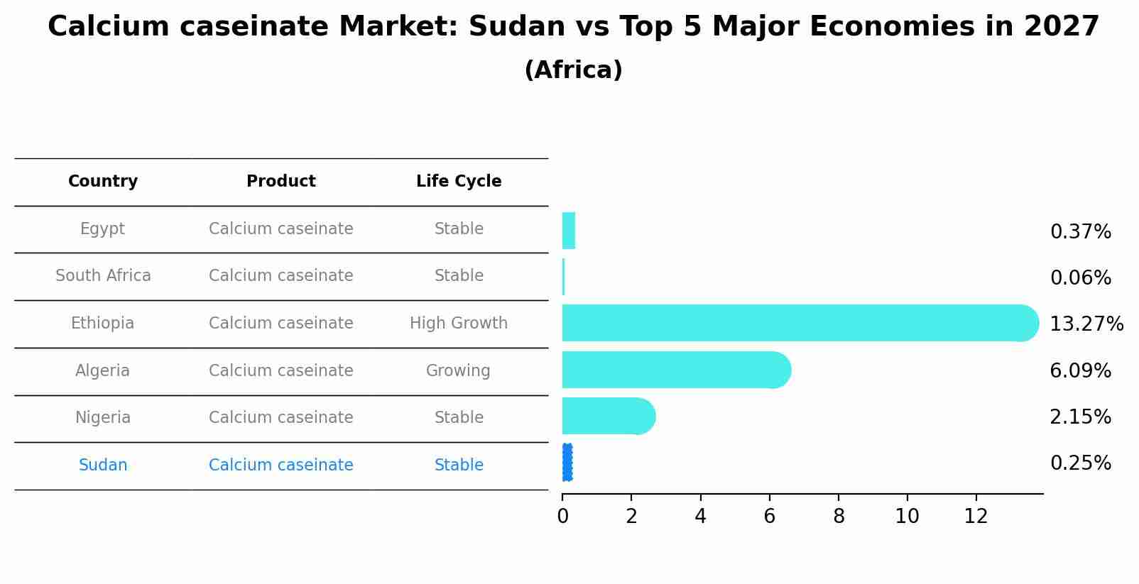 Calcium caseinate Market: Sudan vs Top 5 Major Economies in 2027 (Africa)