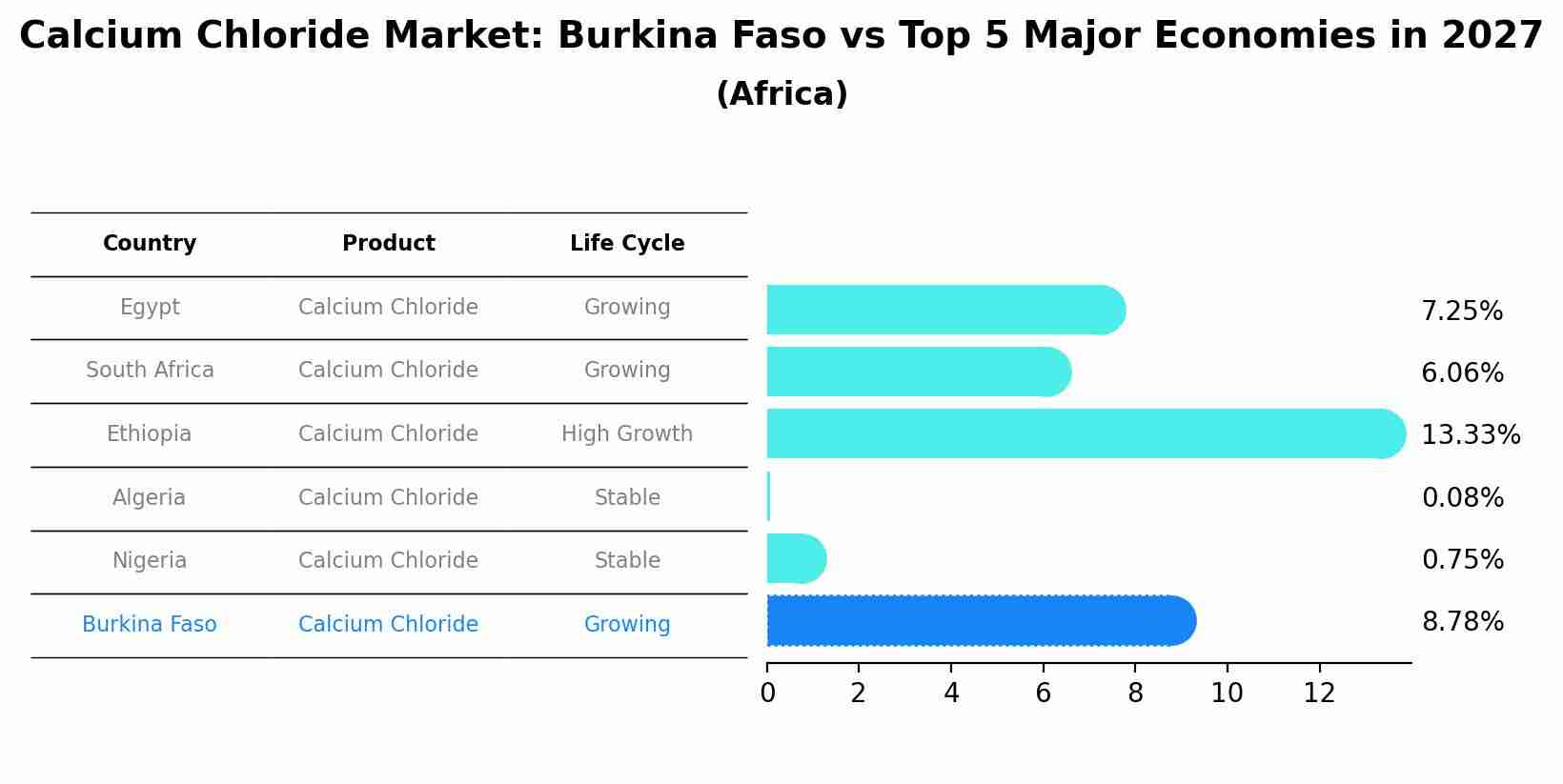 Calcium Chloride Market: Burkina Faso vs Top 5 Major Economies in 2027 (Africa)