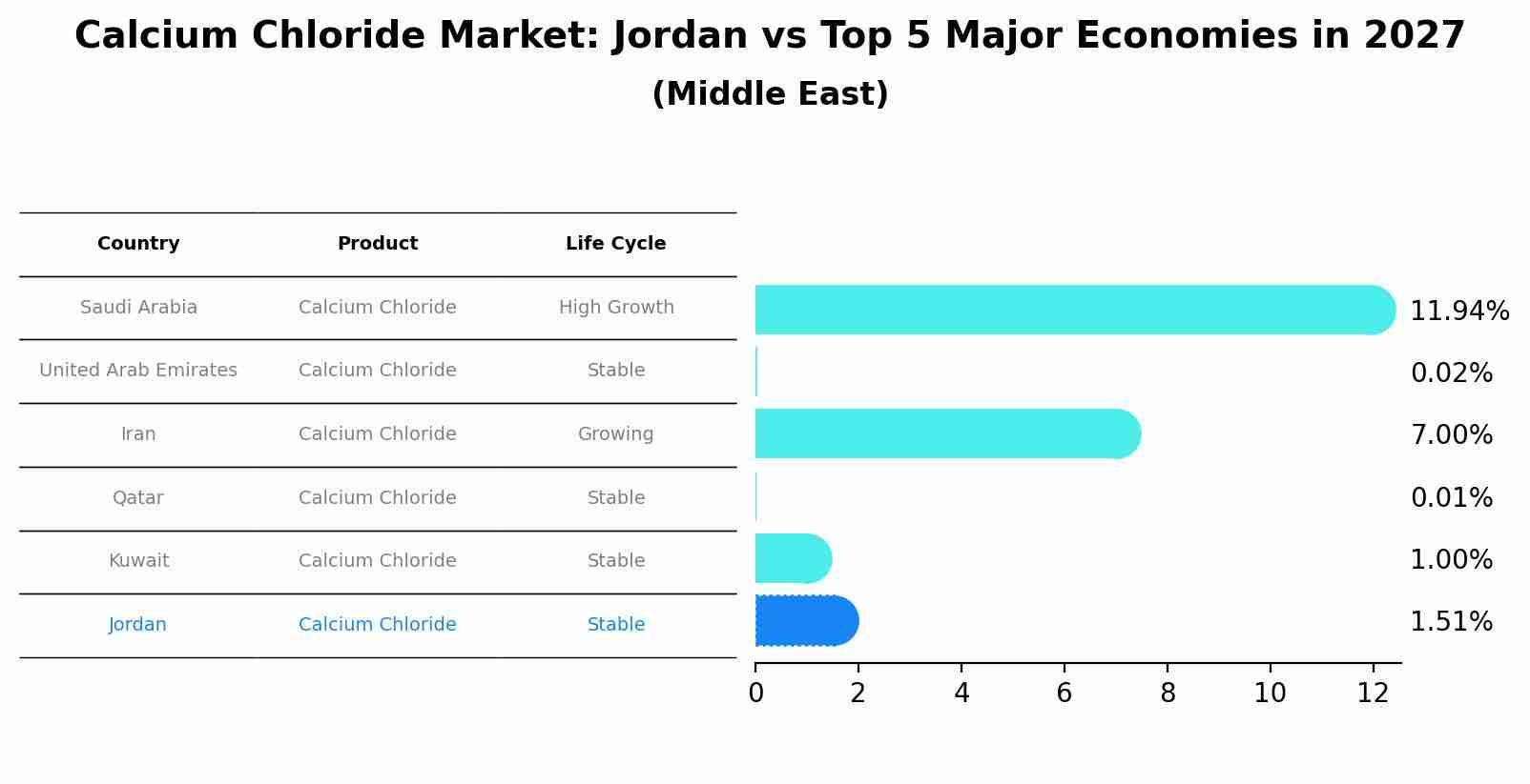 Calcium Chloride Market: Jordan vs Top 5 Major Economies in 2027 (Middle East)