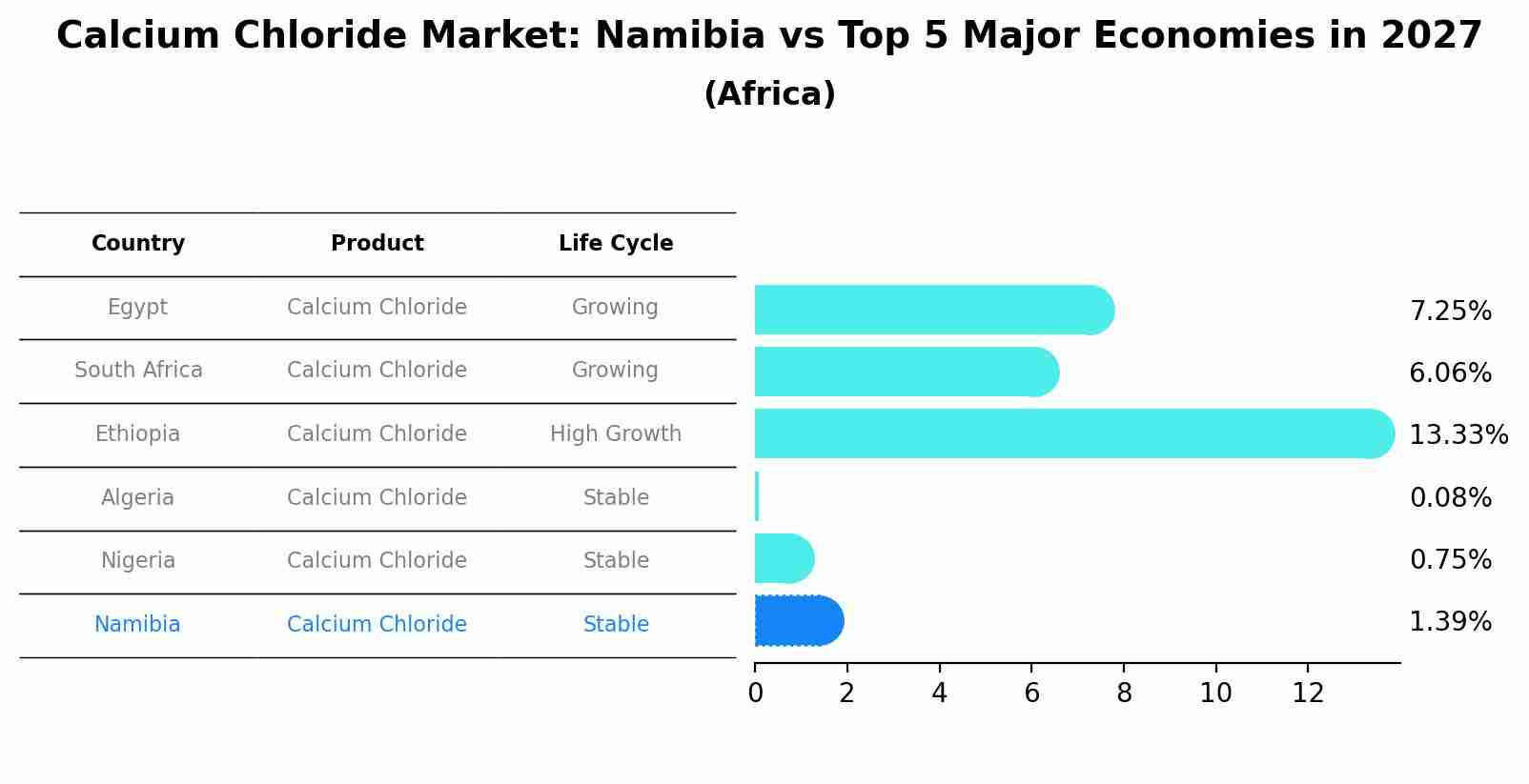 Calcium Chloride Market: Namibia vs Top 5 Major Economies in 2027 (Africa)