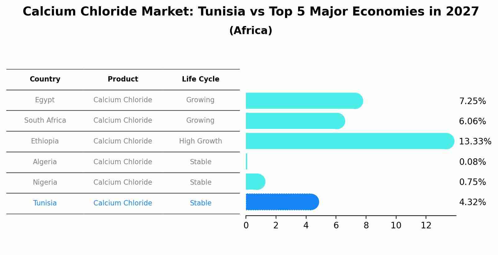 Calcium Chloride Market: Tunisia vs Top 5 Major Economies in 2027 (Africa)
