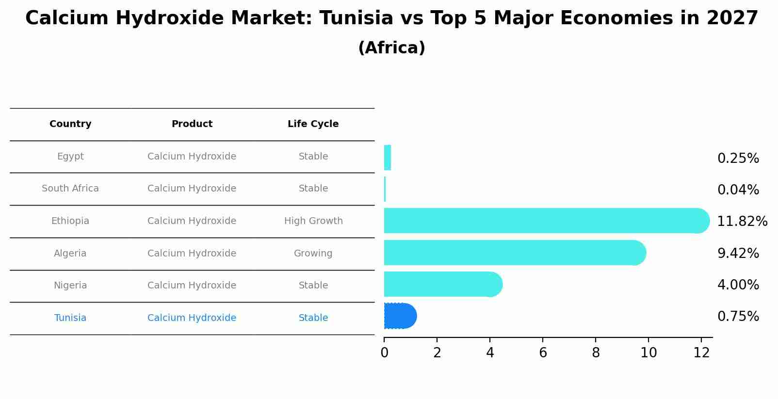 Calcium Hydroxide Market: Tunisia vs Top 5 Major Economies in 2027 (Africa)