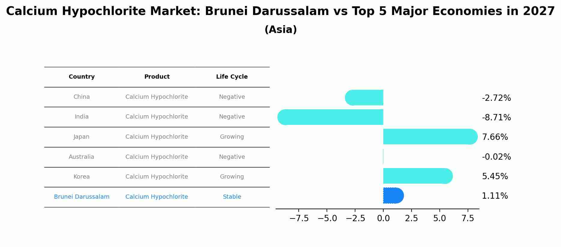 Calcium Hypochlorite Market: Brunei Darussalam vs Top 5 Major Economies in 2027 (Asia)