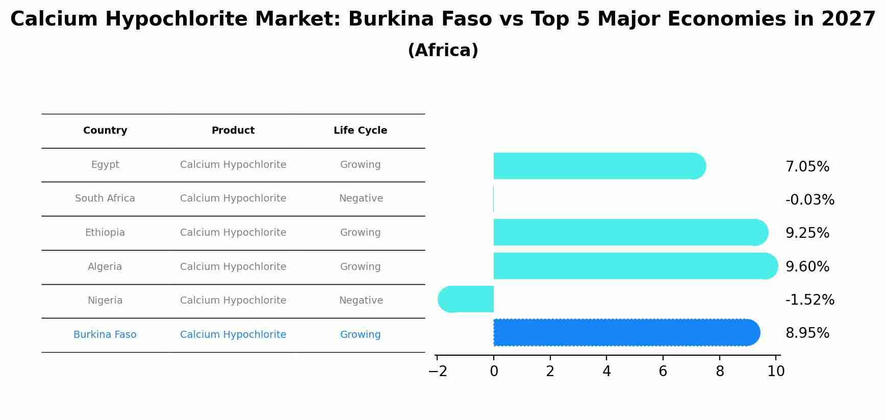 Calcium Hypochlorite Market: Burkina Faso vs Top 5 Major Economies in 2027 (Africa)
