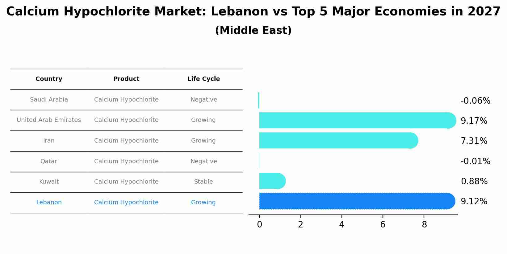 Calcium Hypochlorite Market: Lebanon vs Top 5 Major Economies in 2027 (Middle East)
