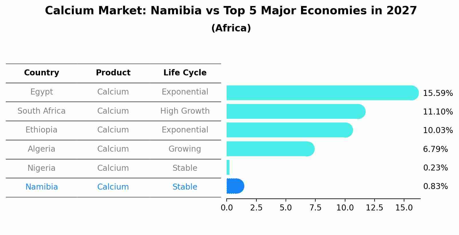 Calcium Market: Namibia vs Top 5 Major Economies in 2027 (Africa)