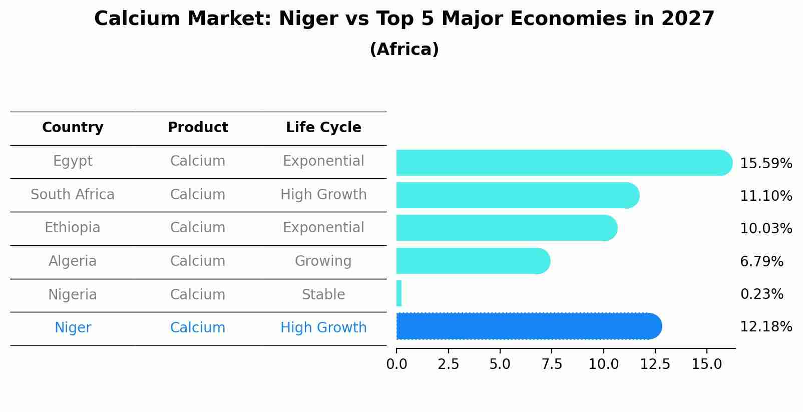 Calcium Market: Niger vs Top 5 Major Economies in 2027 (Africa)