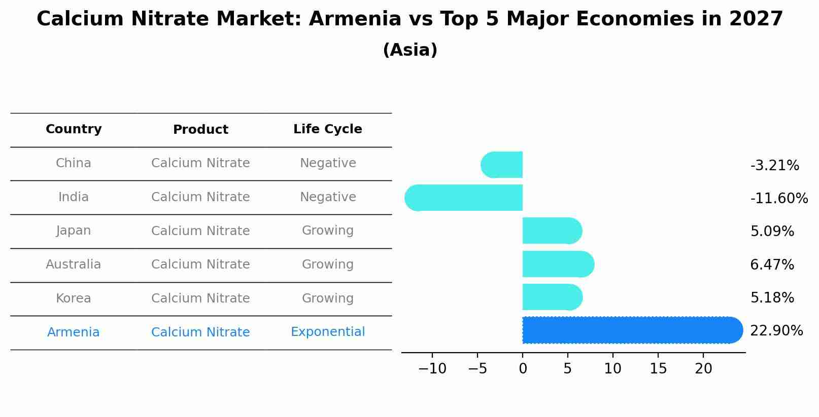 Calcium Nitrate Market: Armenia vs Top 5 Major Economies in 2027 (Asia)
