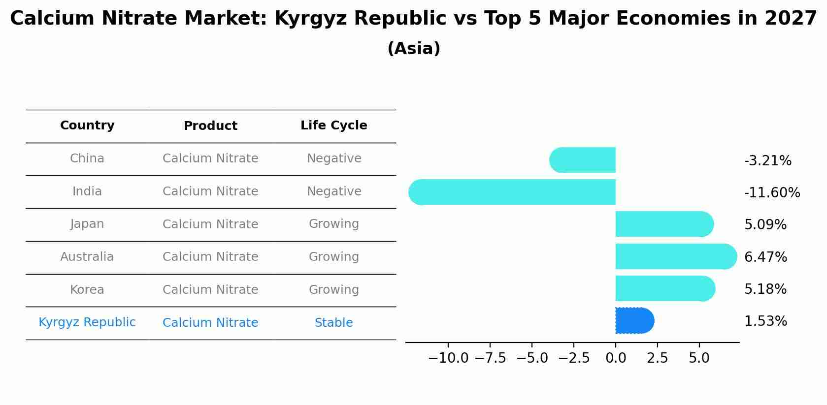 Calcium Nitrate Market: Kyrgyz Republic vs Top 5 Major Economies in 2027 (Asia)