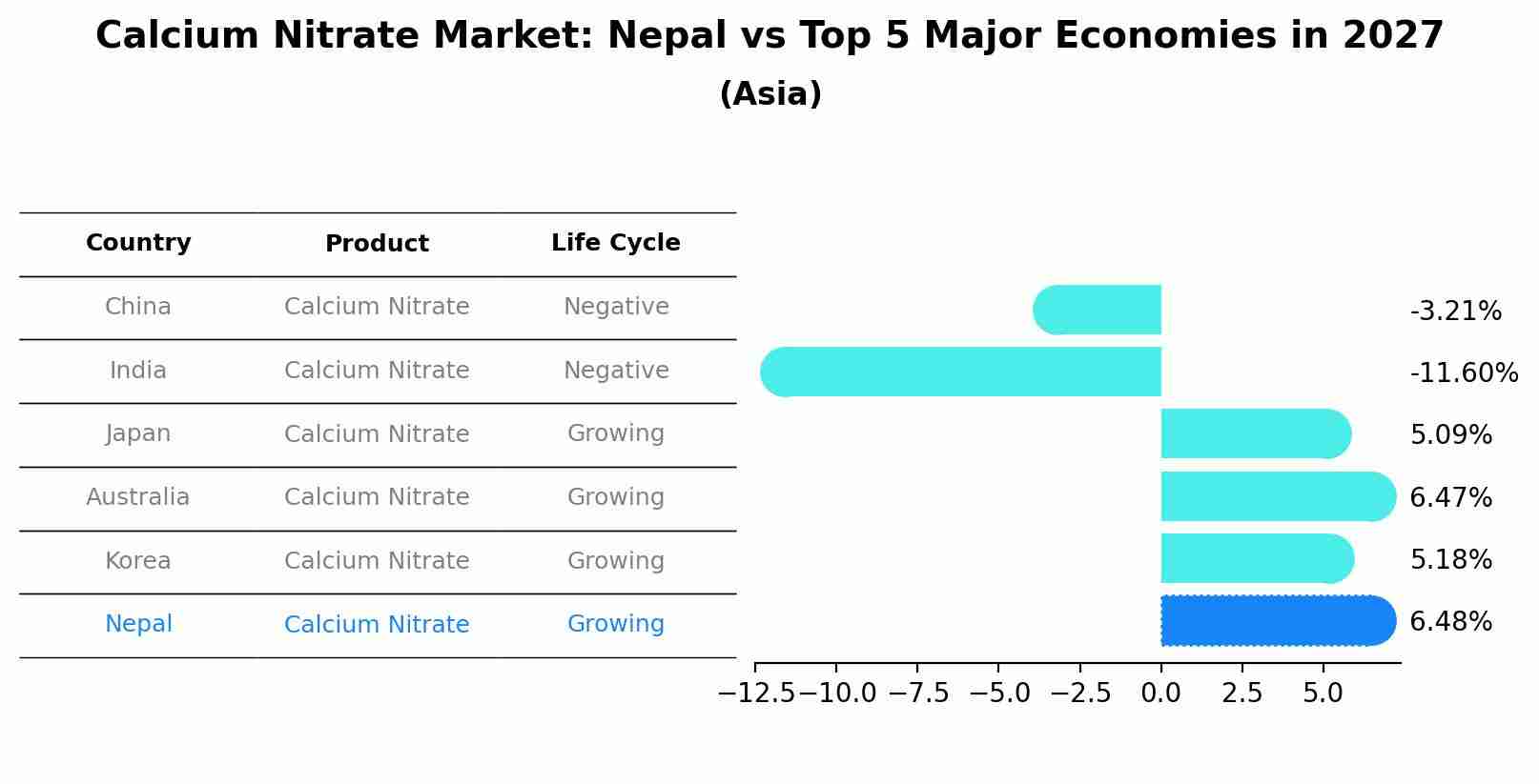 Calcium Nitrate Market: Nepal vs Top 5 Major Economies in 2027 (Asia)