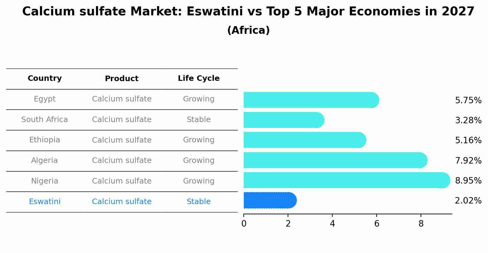 Calcium sulfate Market: Eswatini vs Top 5 Major Economies in 2027 (Africa)