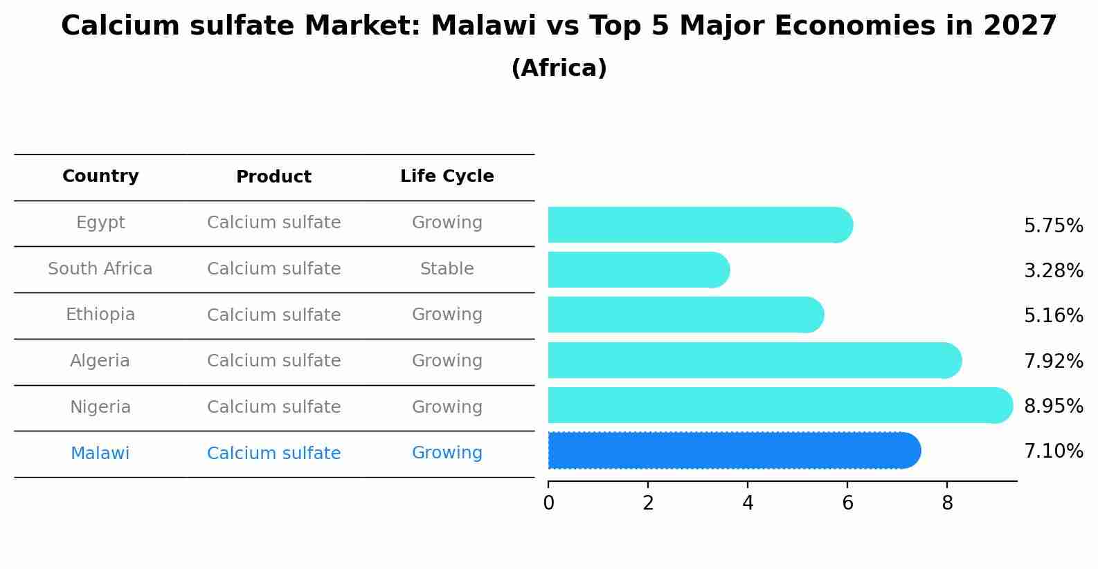 Calcium sulfate Market: Malawi vs Top 5 Major Economies in 2027 (Africa)
