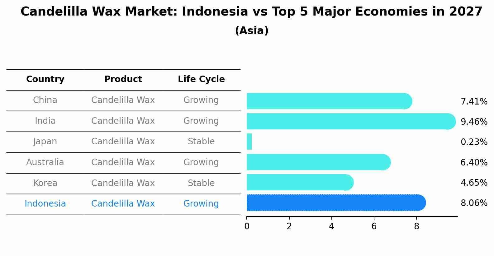 Candelilla Wax Market: Indonesia vs Top 5 Major Economies in 2027 (Asia)