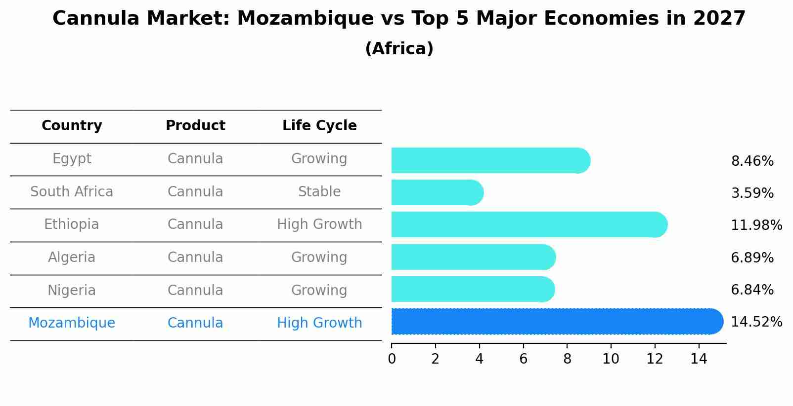 Cannula Market: Mozambique vs Top 5 Major Economies in 2027 (Africa)