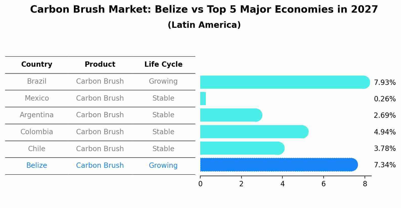 Carbon Brush Market: Belize vs Top 5 Major Economies in 2027 (Latin America)