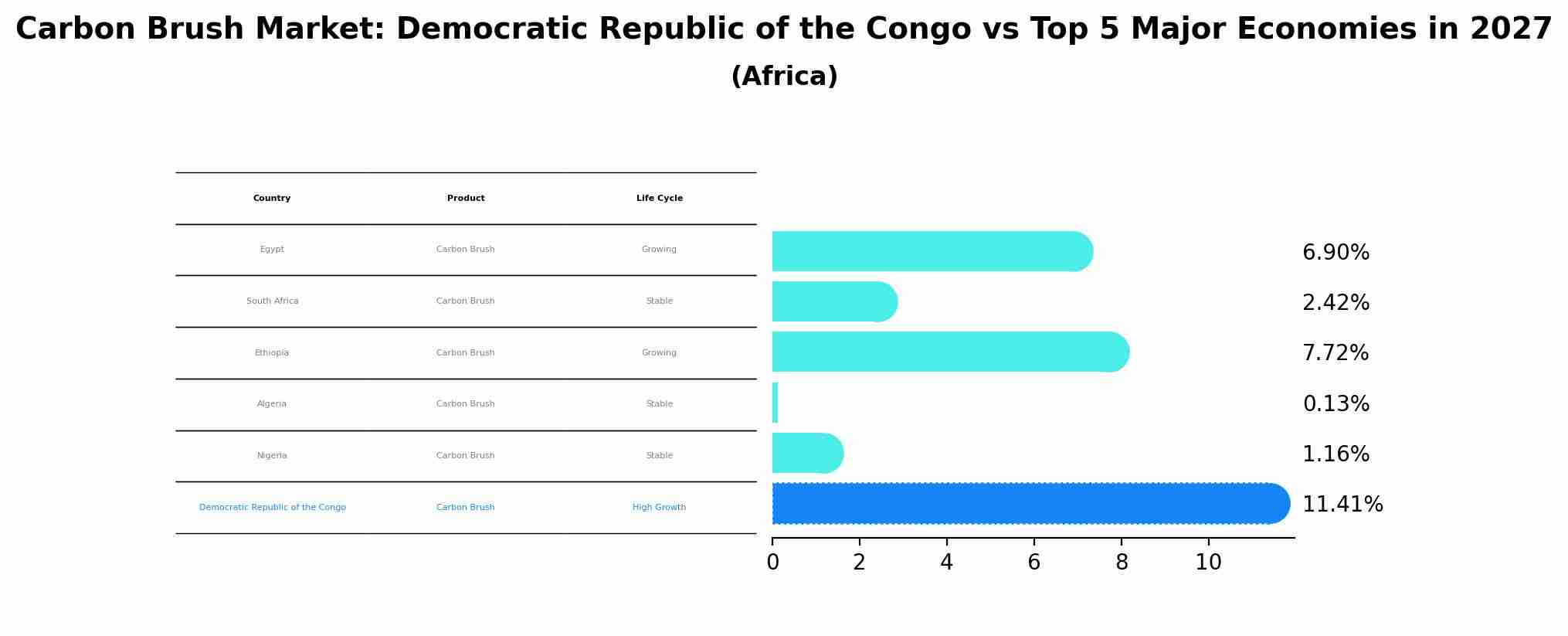 Carbon Brush Market: Democratic Republic of the Congo vs Top 5 Major Economies in 2027 (Africa)