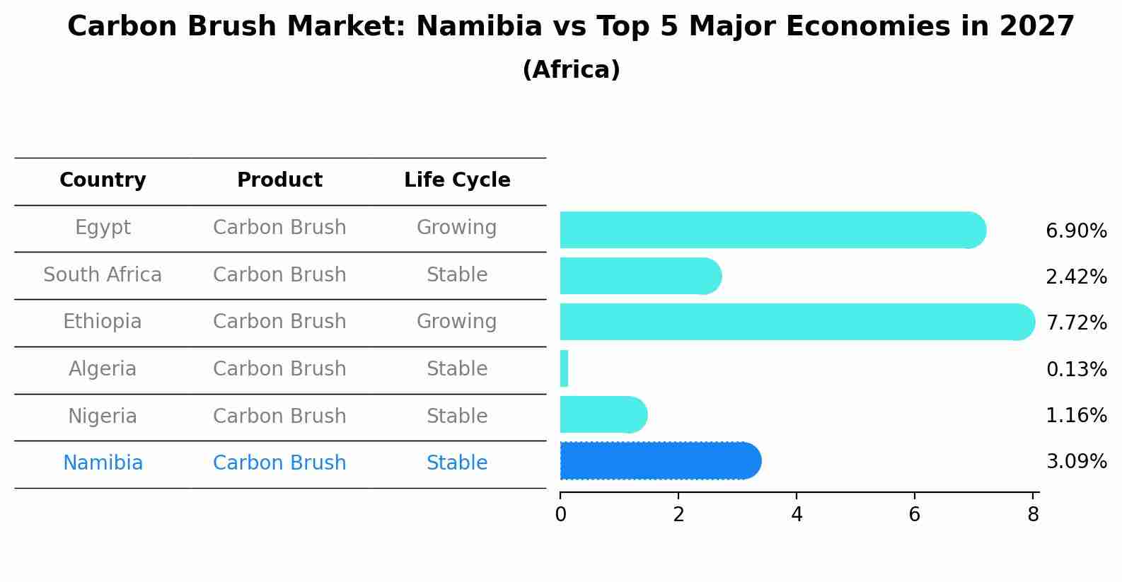 Carbon Brush Market: Namibia vs Top 5 Major Economies in 2027 (Africa)