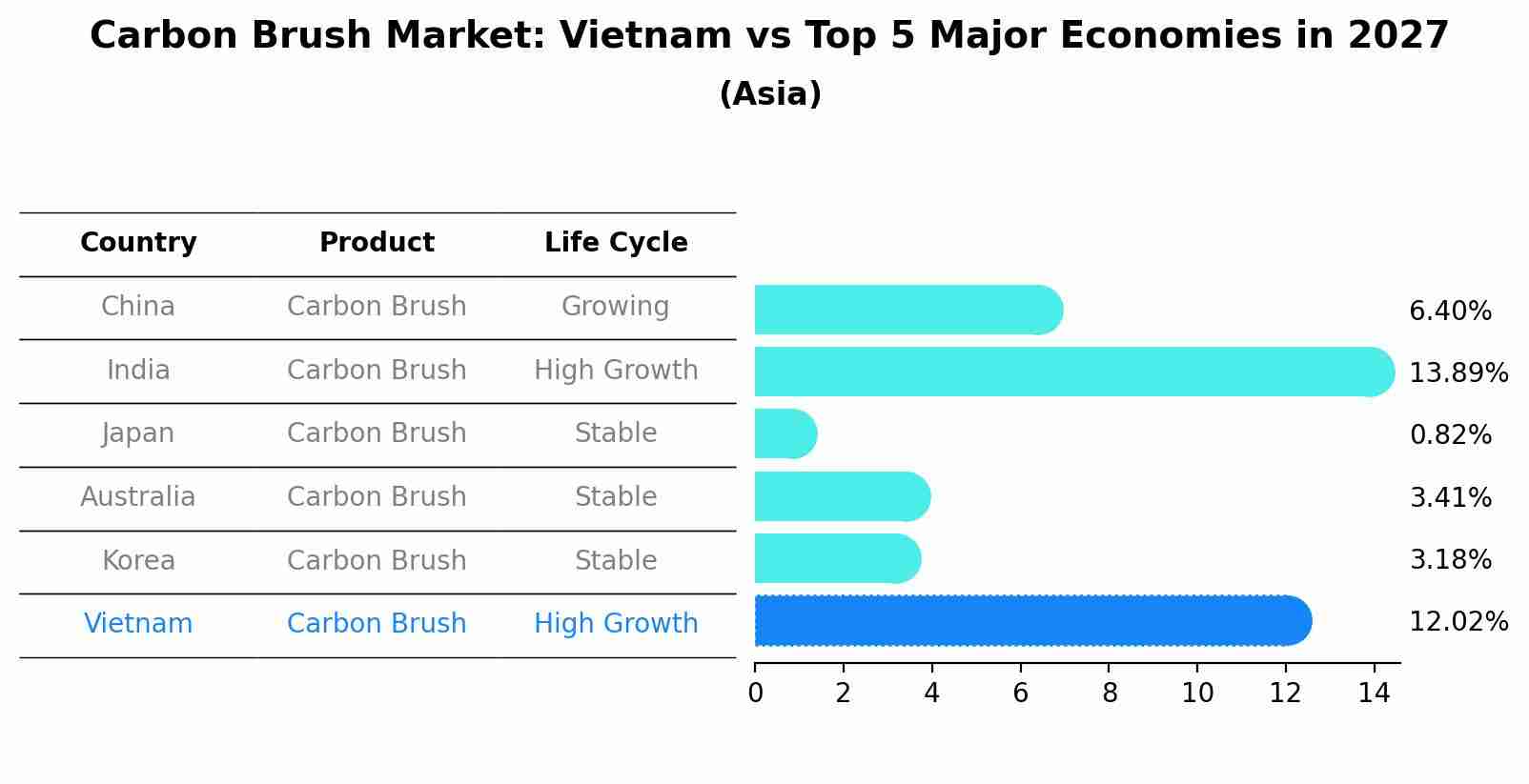 Carbon Brush Market: Vietnam vs Top 5 Major Economies in 2027 (Asia)