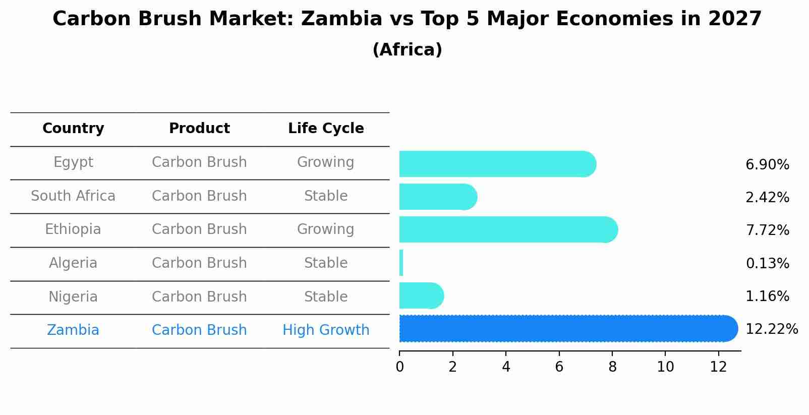 Carbon Brush Market: Zambia vs Top 5 Major Economies in 2027 (Africa)